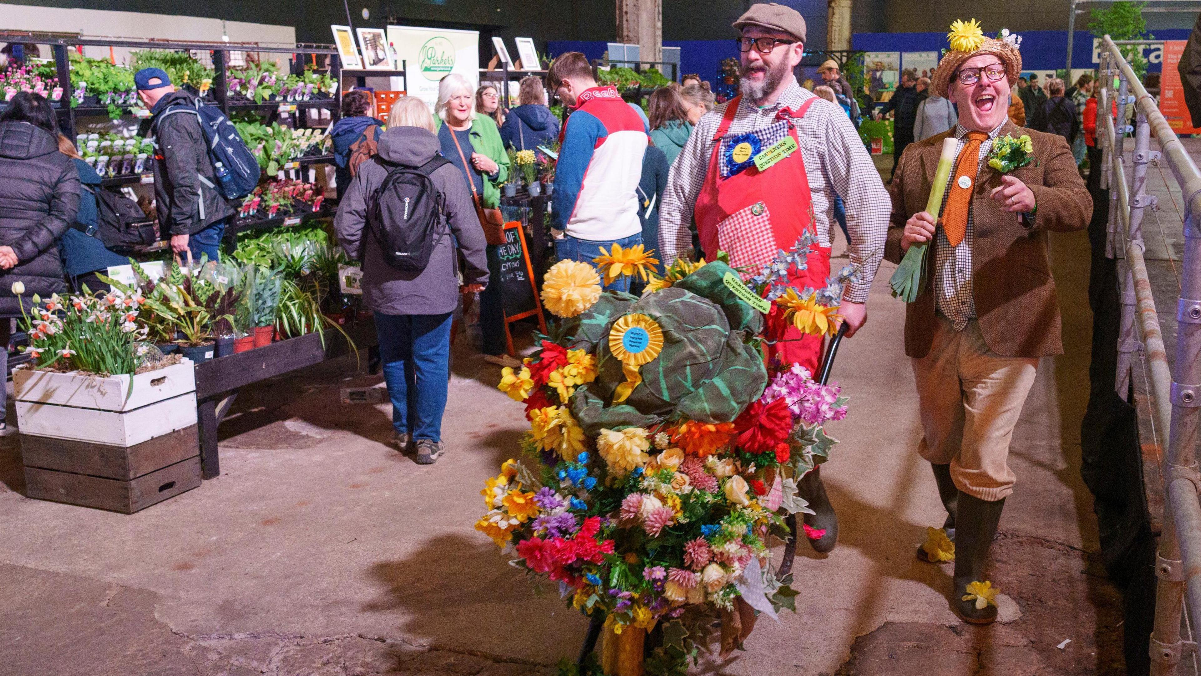 General view of exhibitors in the main hall on the opening day of the first ever RHS Urban Show