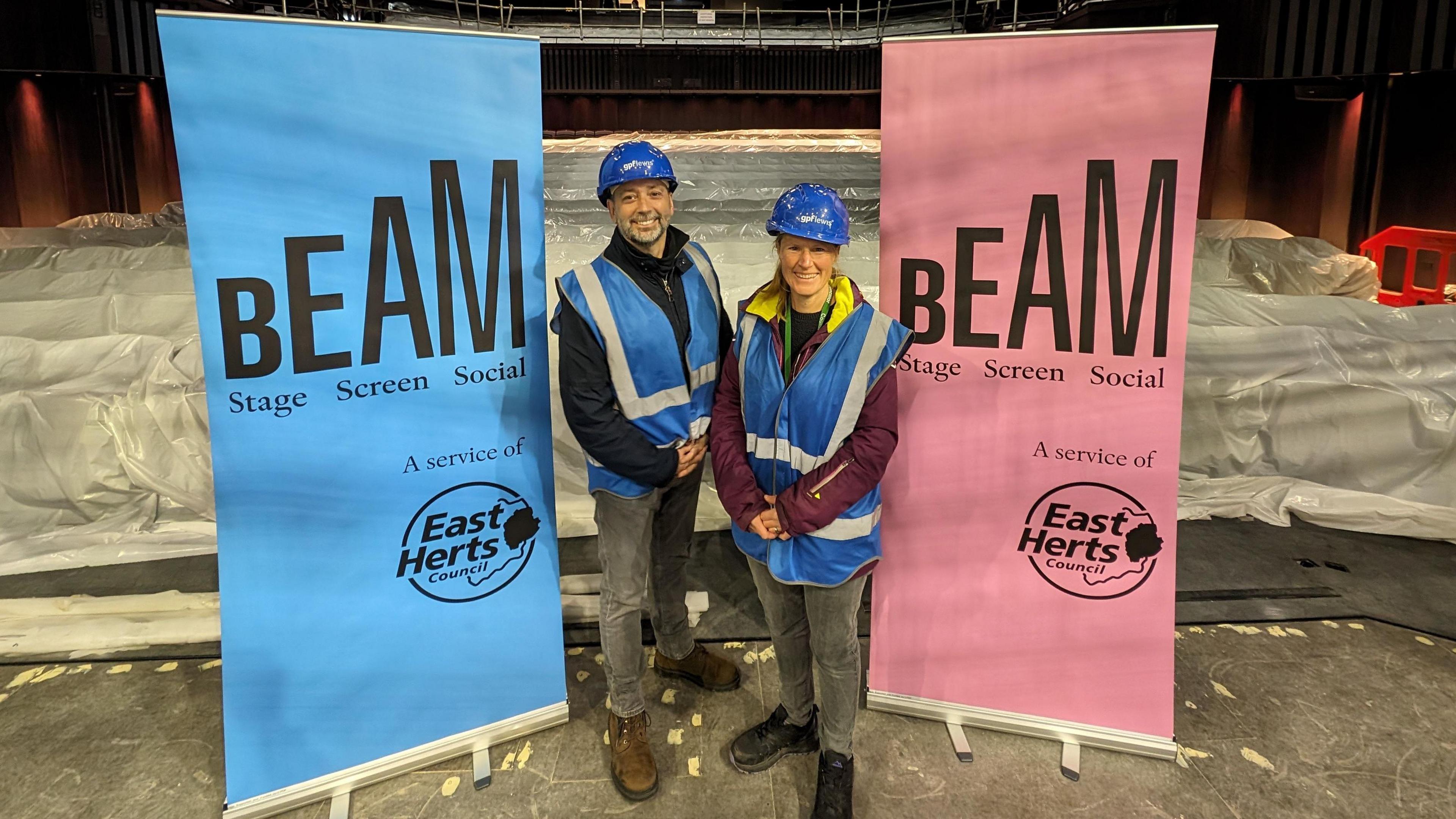 Rhys Thomas and Sarah Hopewell standing in BEAM