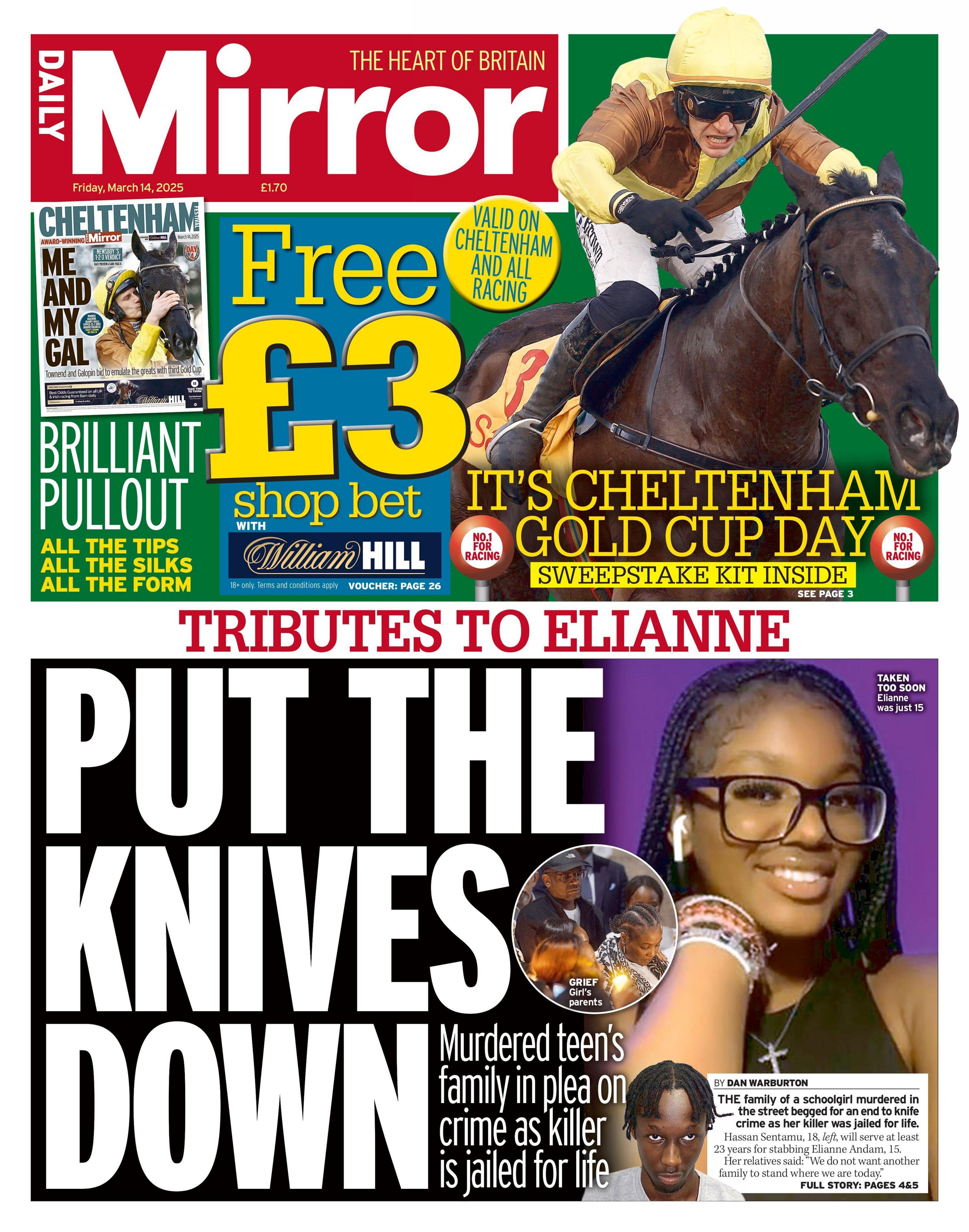 The Daily Mirror front page