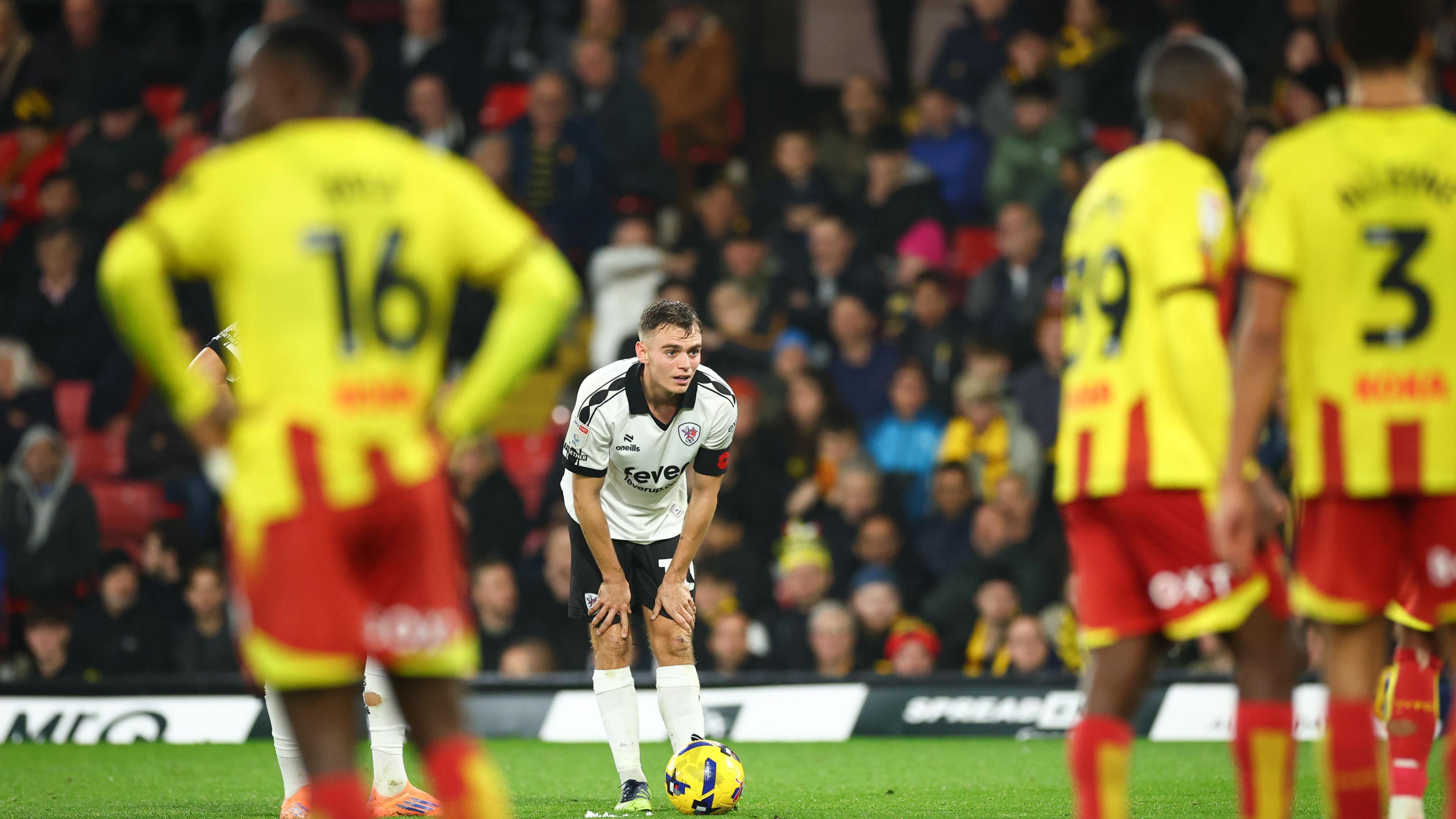 Scott Twine preparing to take a free-kick for Bristol City against Watford