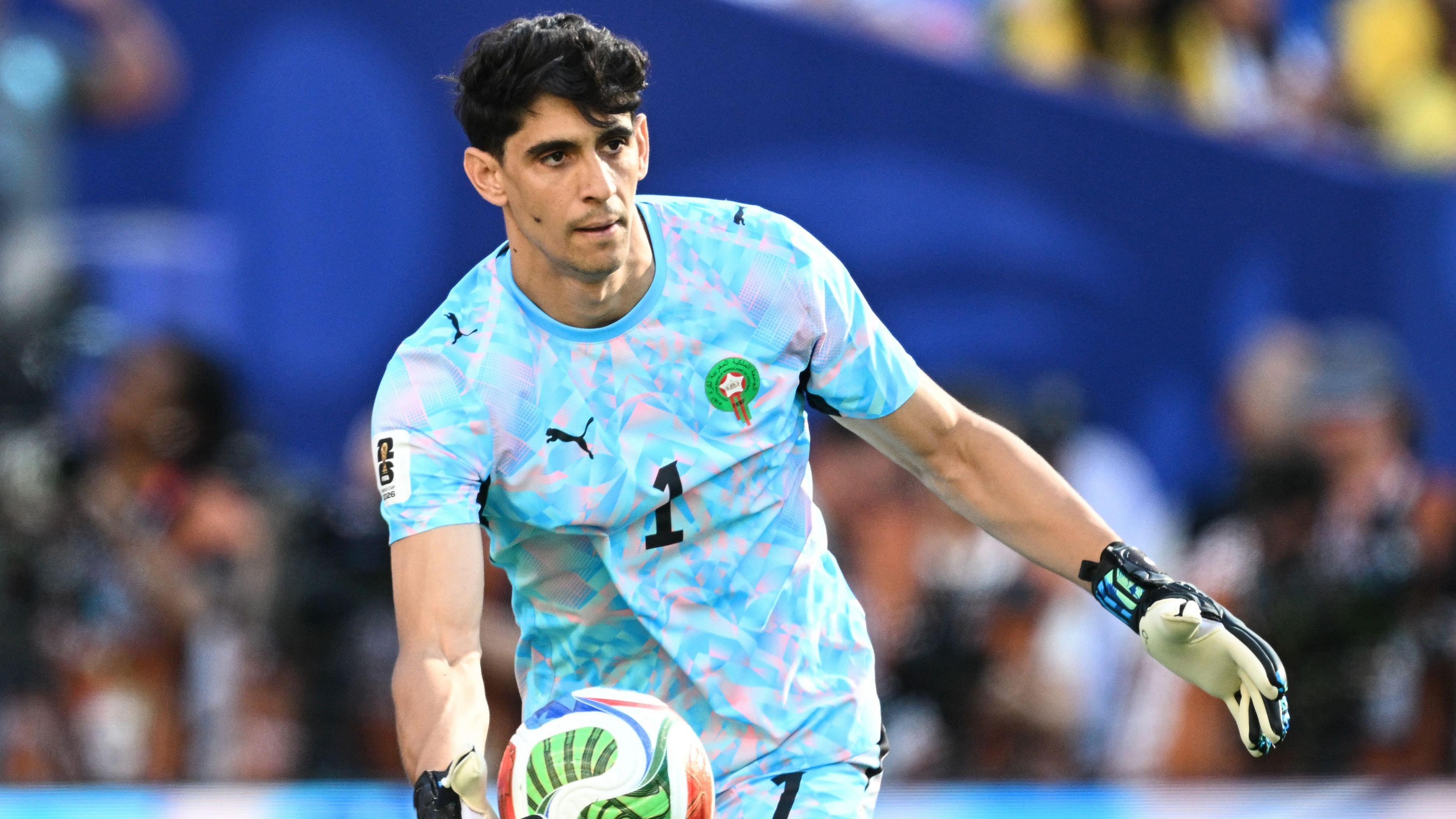 Yassine Bounou in action for Morocco