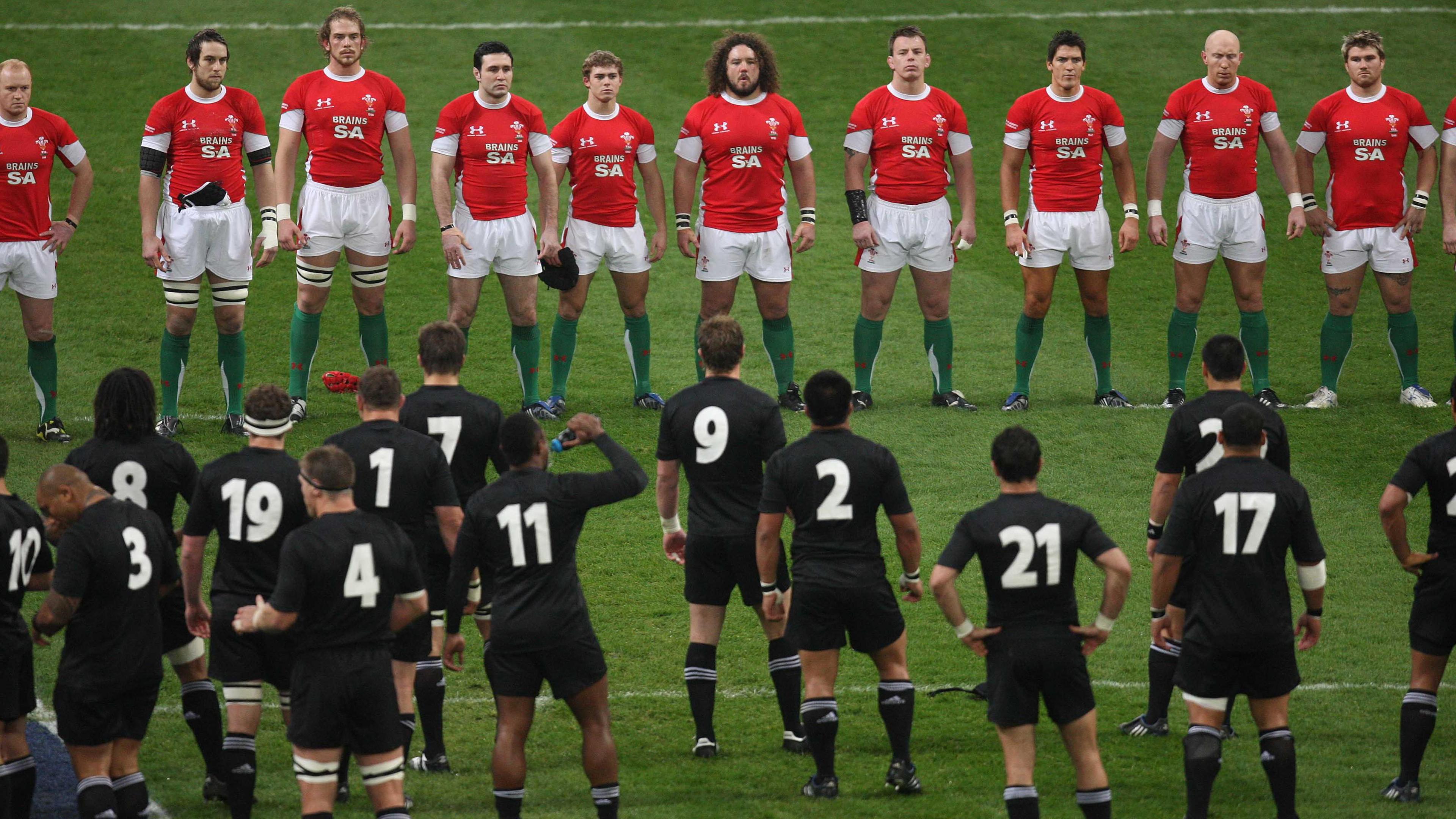 Wales players face down New Zealand's haka in 2008