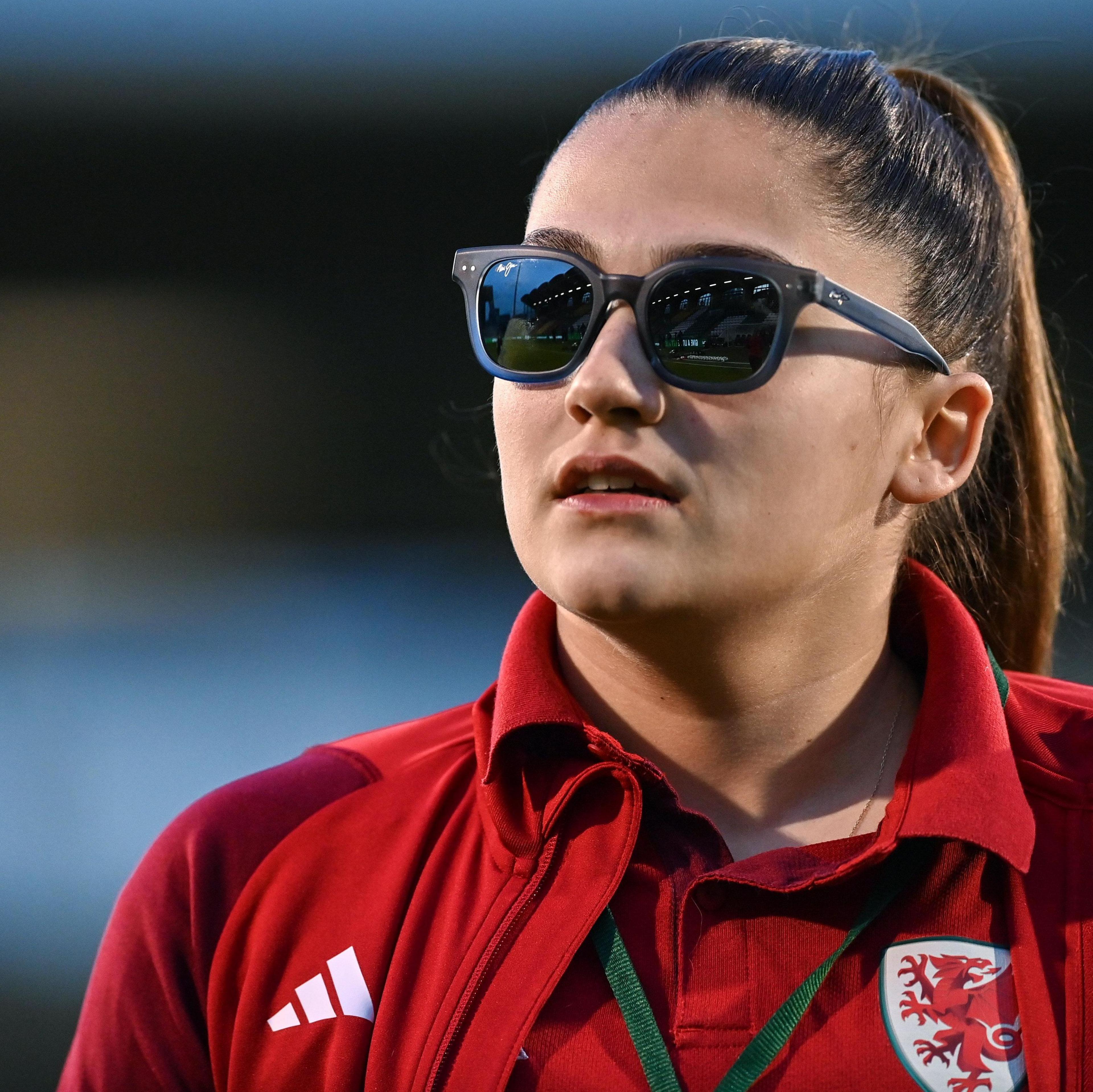 Wales goalkeeper Safia Middleton-Patel pictured wearing sunglasses