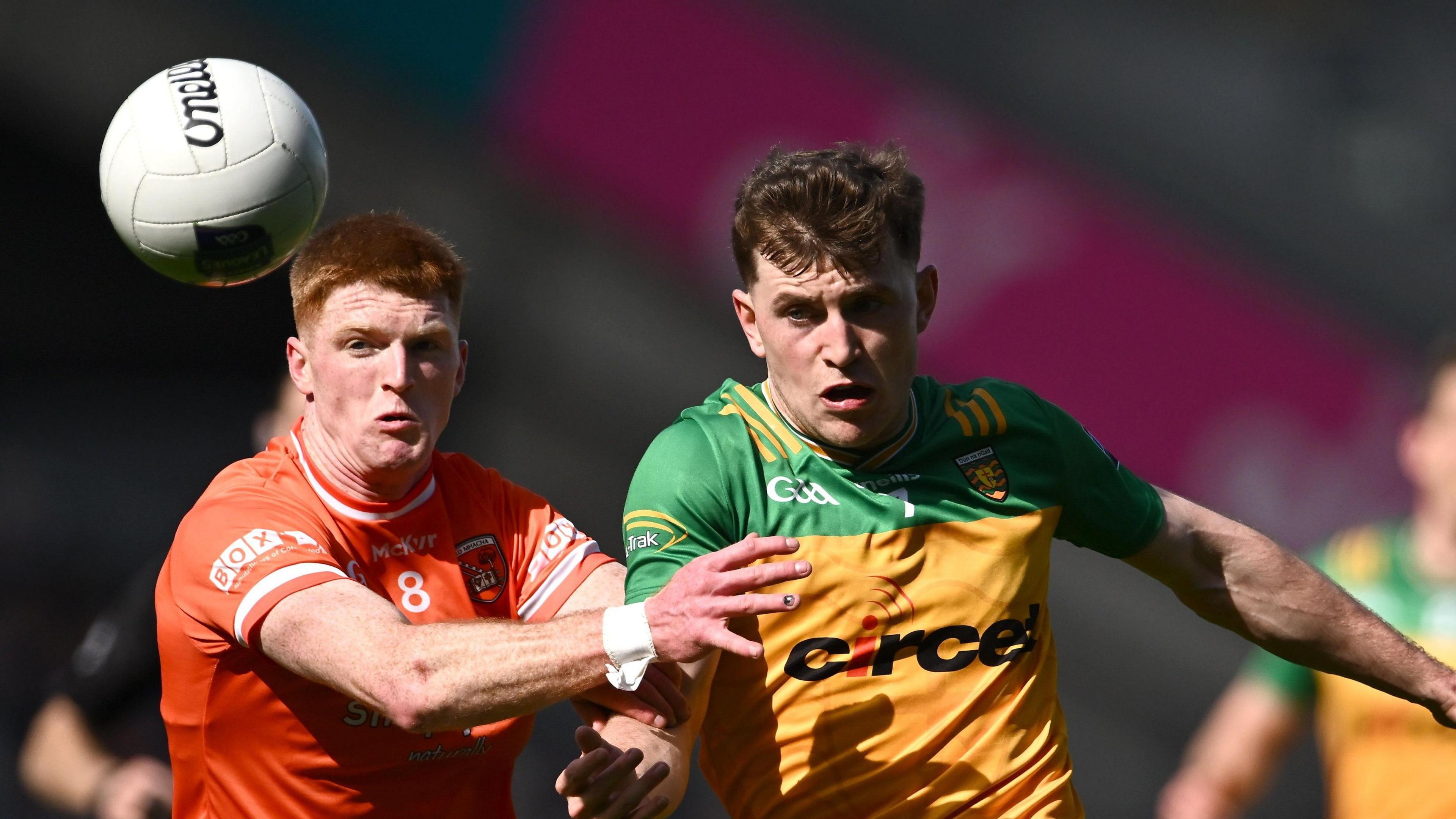 Armagh's Ciaran Mackin and Donegal's Niall O'Donnell 