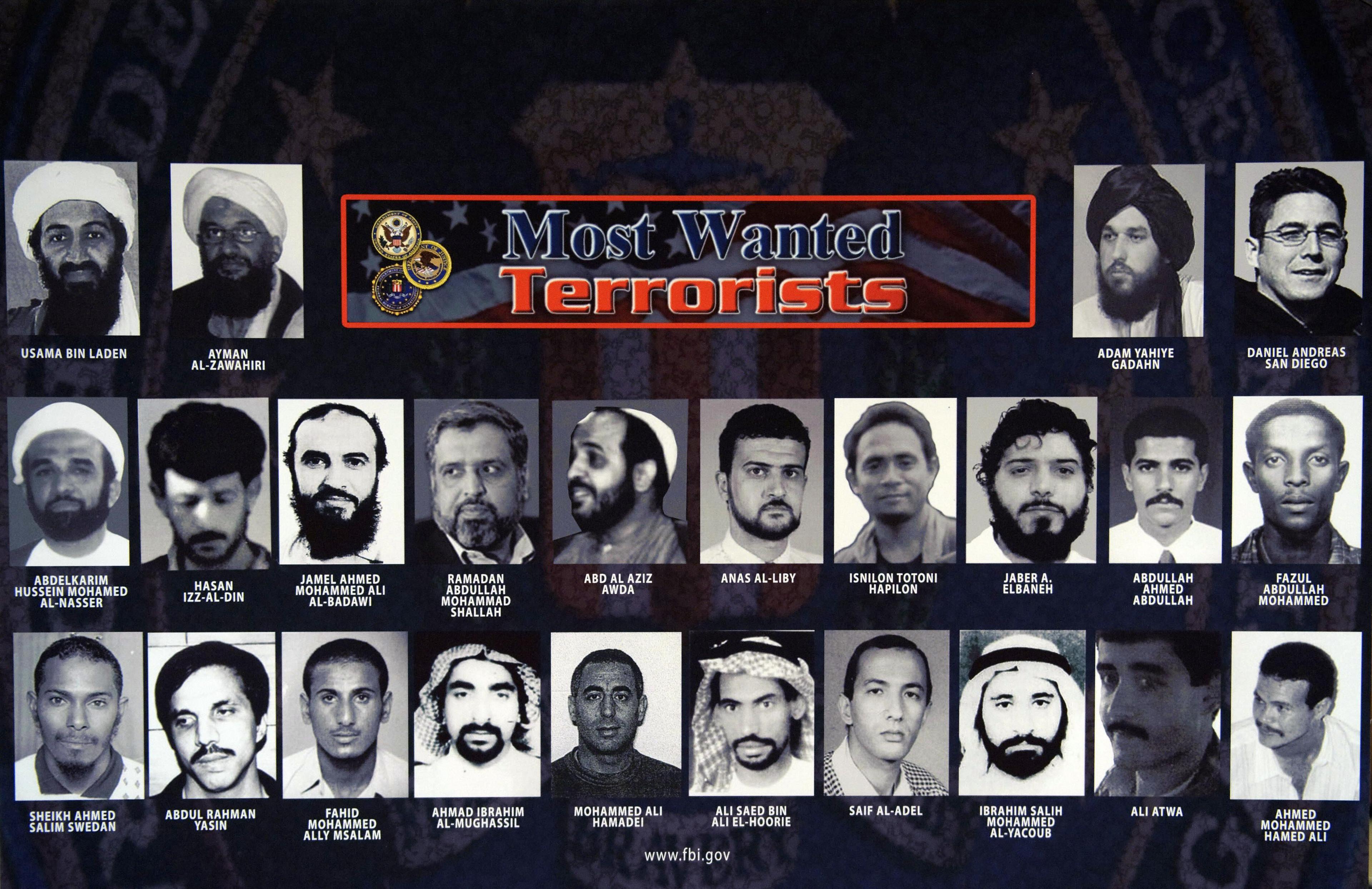 A picture of the FBI's most wanted terrorist list