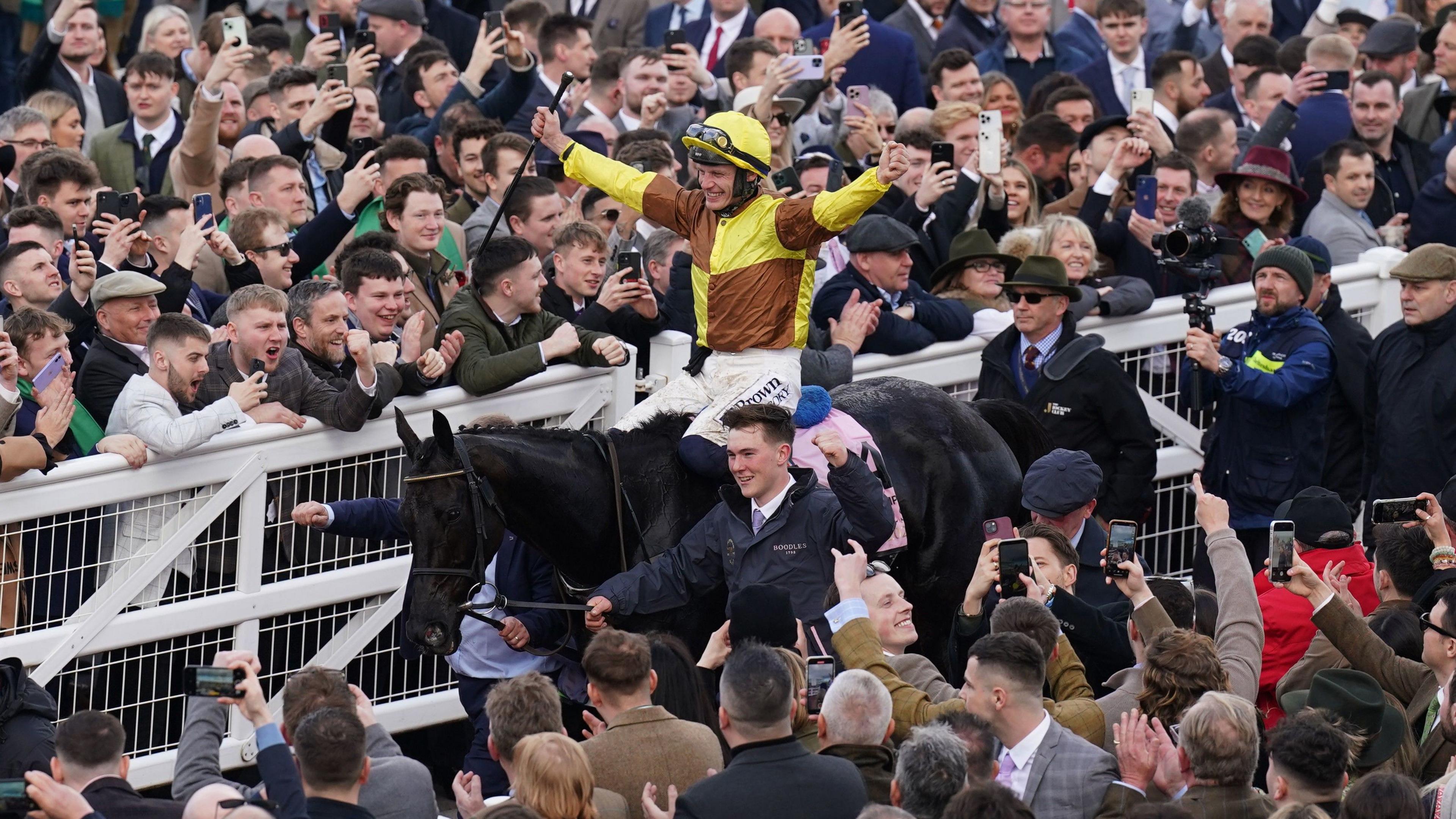 Galopin Des Champs and jockey Paul Townend after winning the Cheltnham Gold Cup in 2024