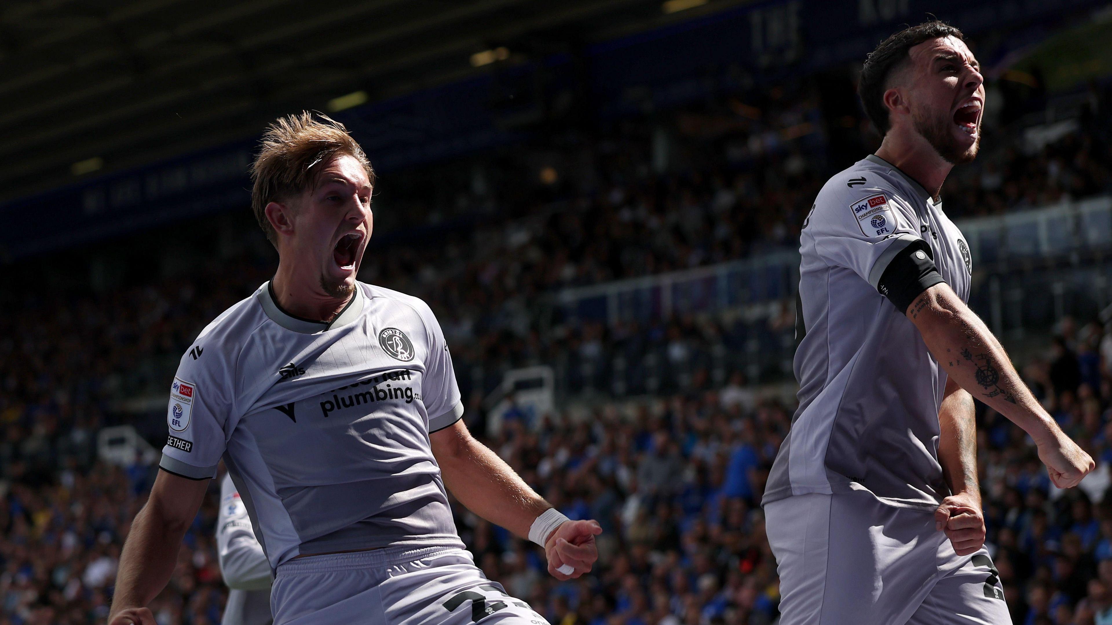Dom Ballard celebrate his goal during Bristol City's game against Birmingham City at St Andrew's.
