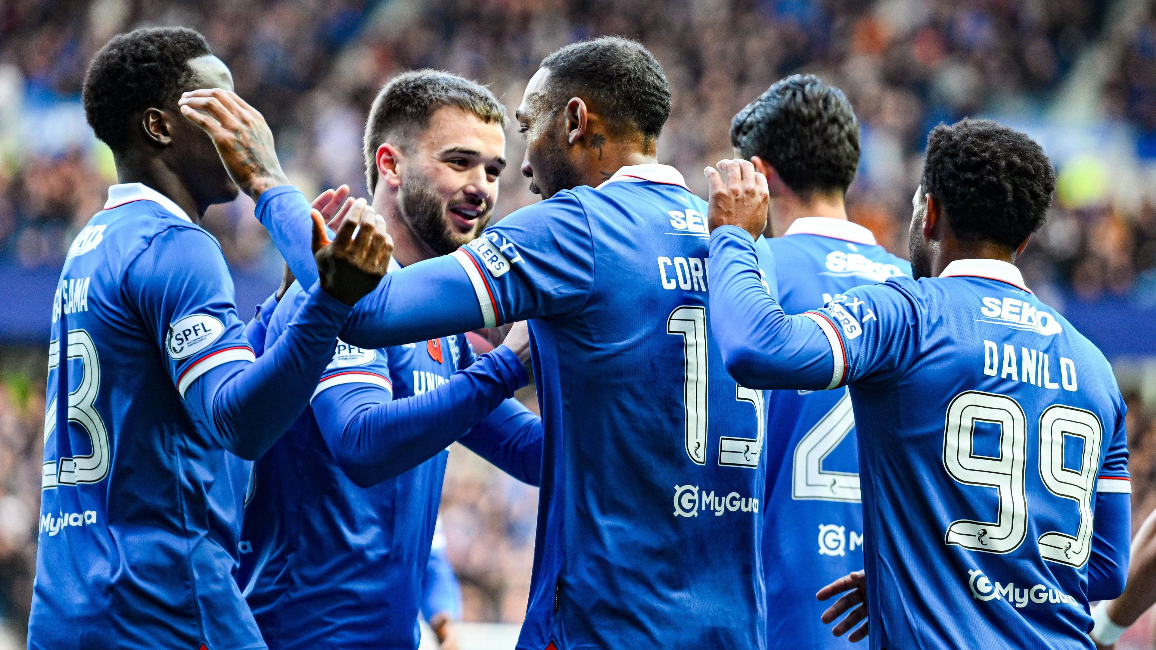Rangers players celebrate