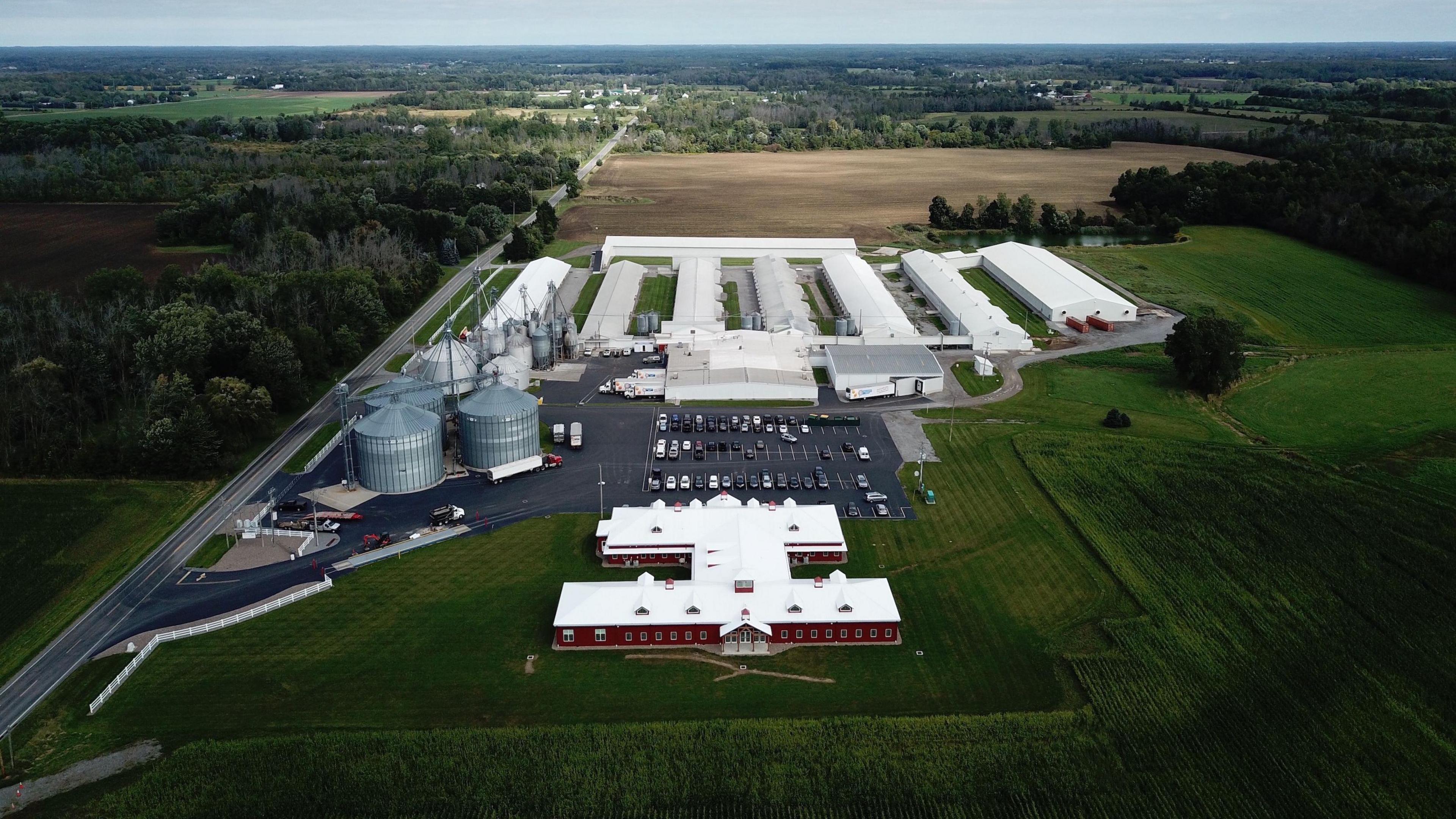 An aerial view of a farm in New York 