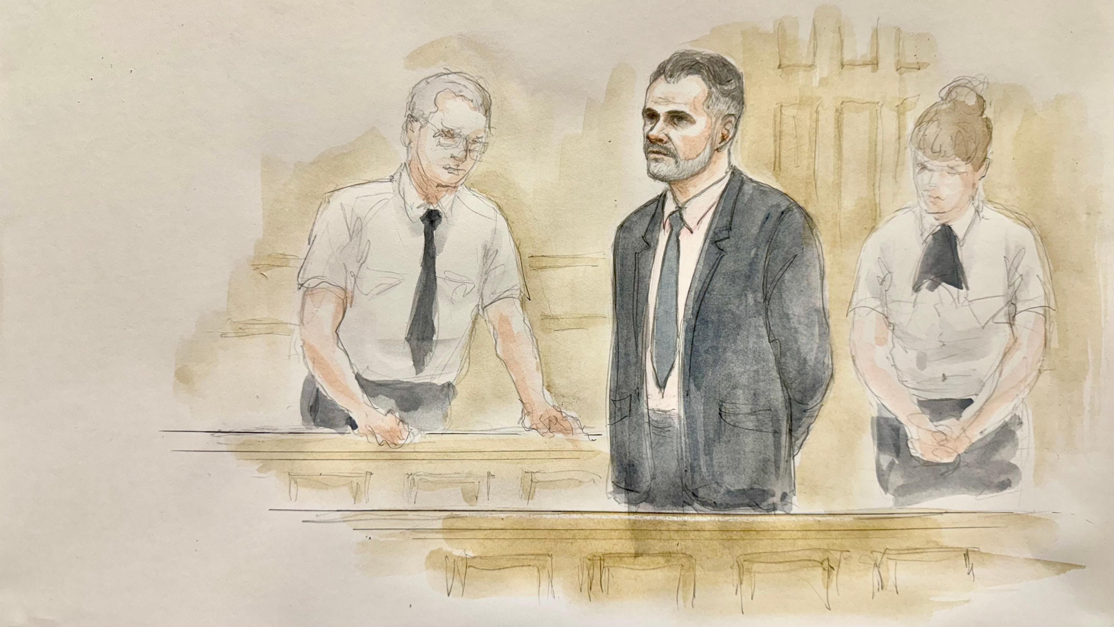 Court sketch of Paul Whitehurst in the dock