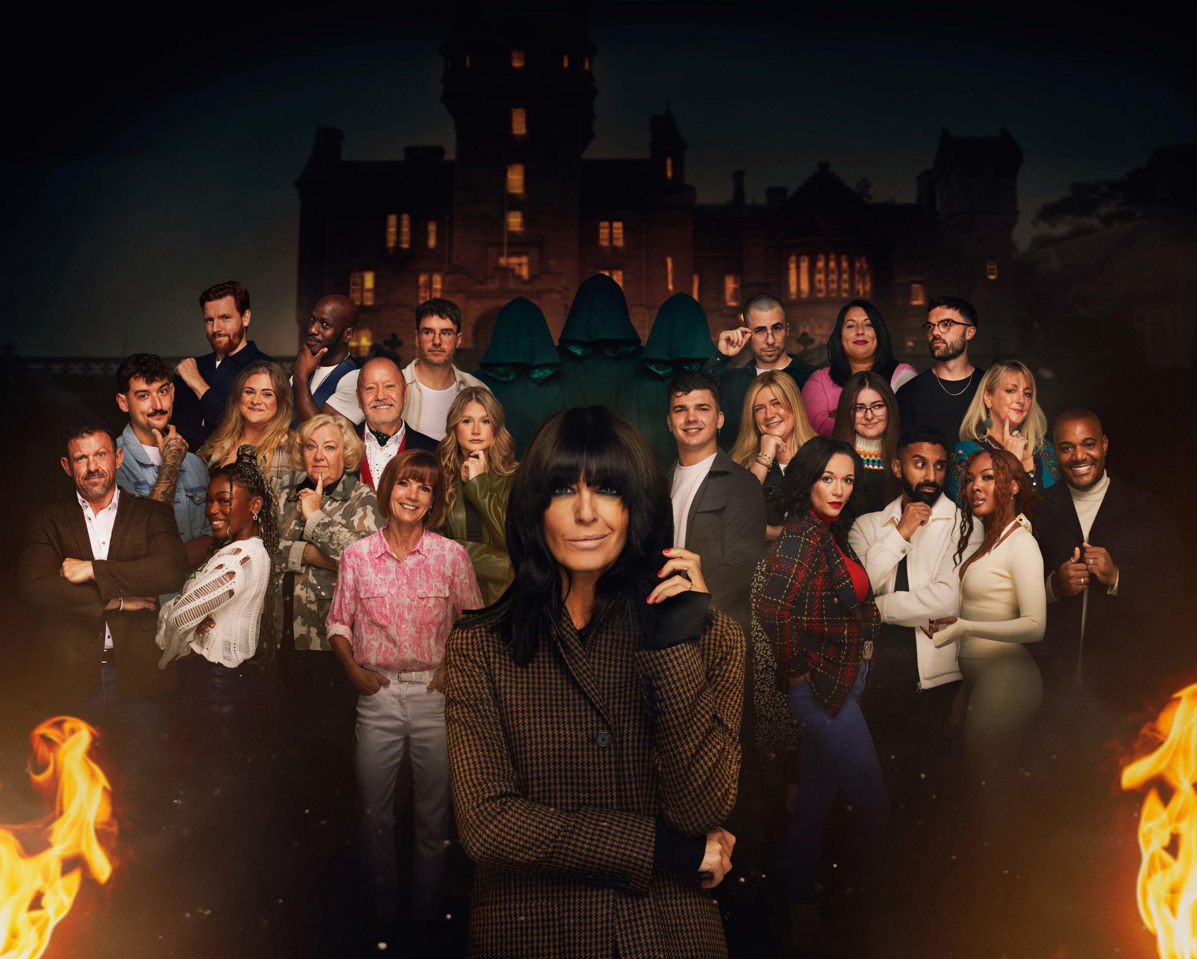 The Traitors host Claudia Winkleman standing in front of contestants