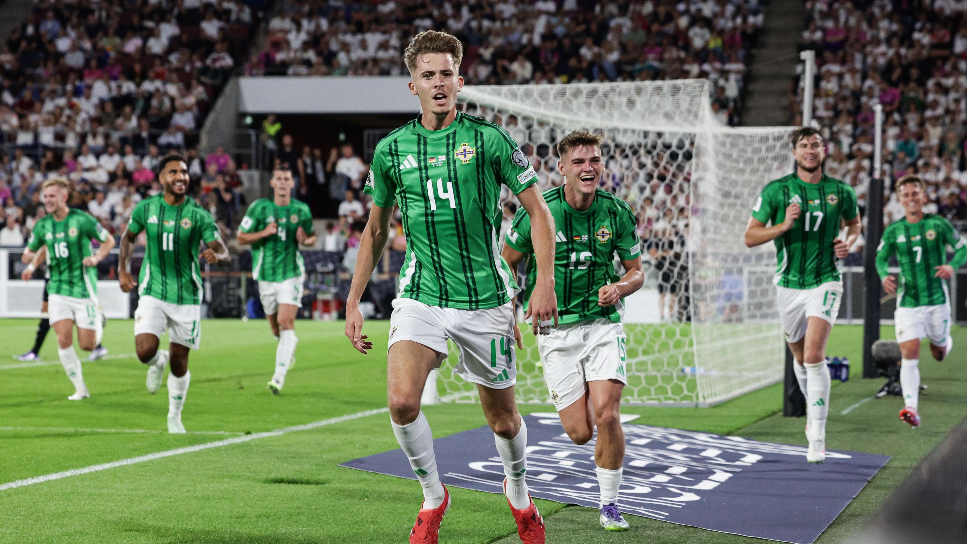 Isaac Price celebrates his goal