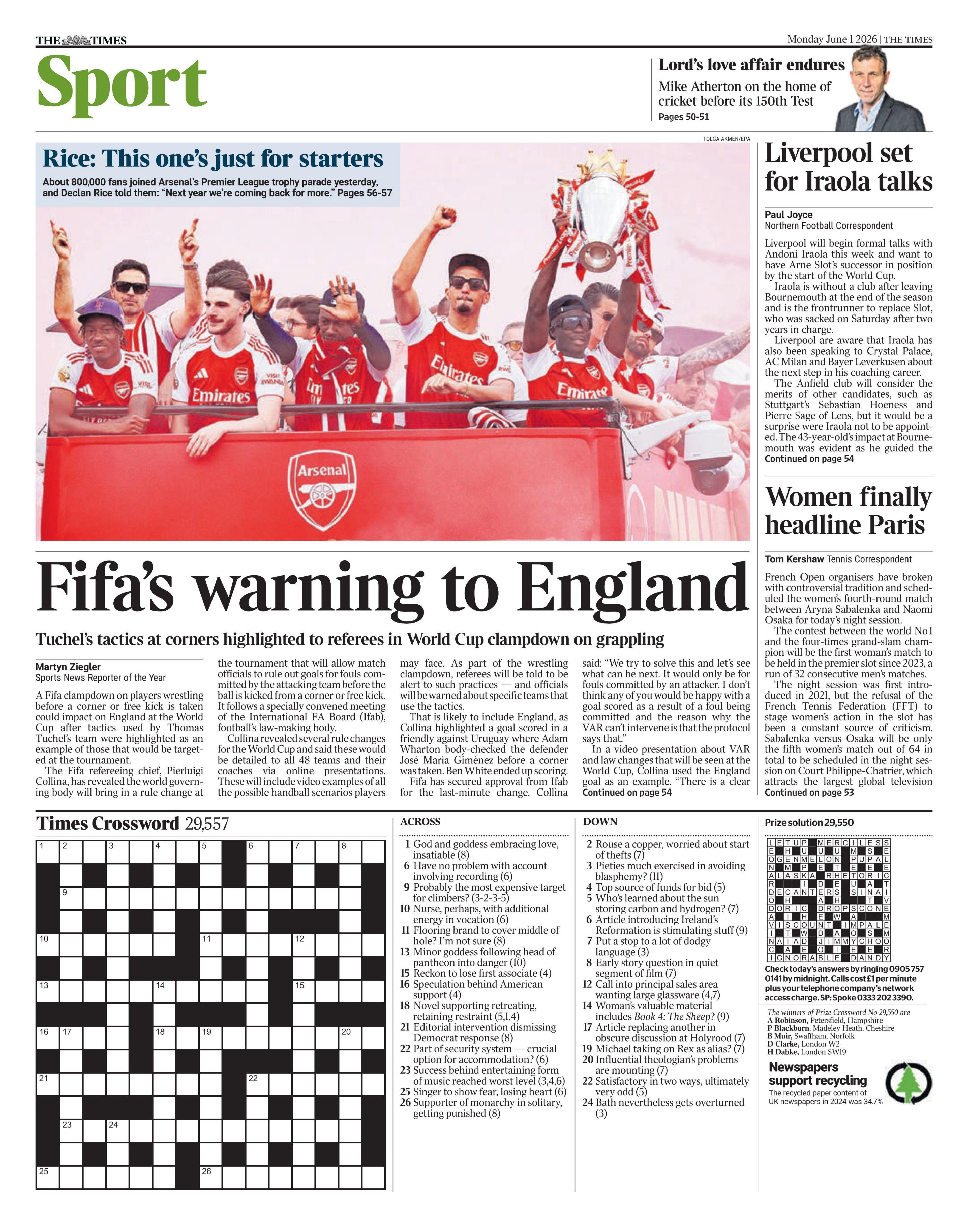 The Times back page