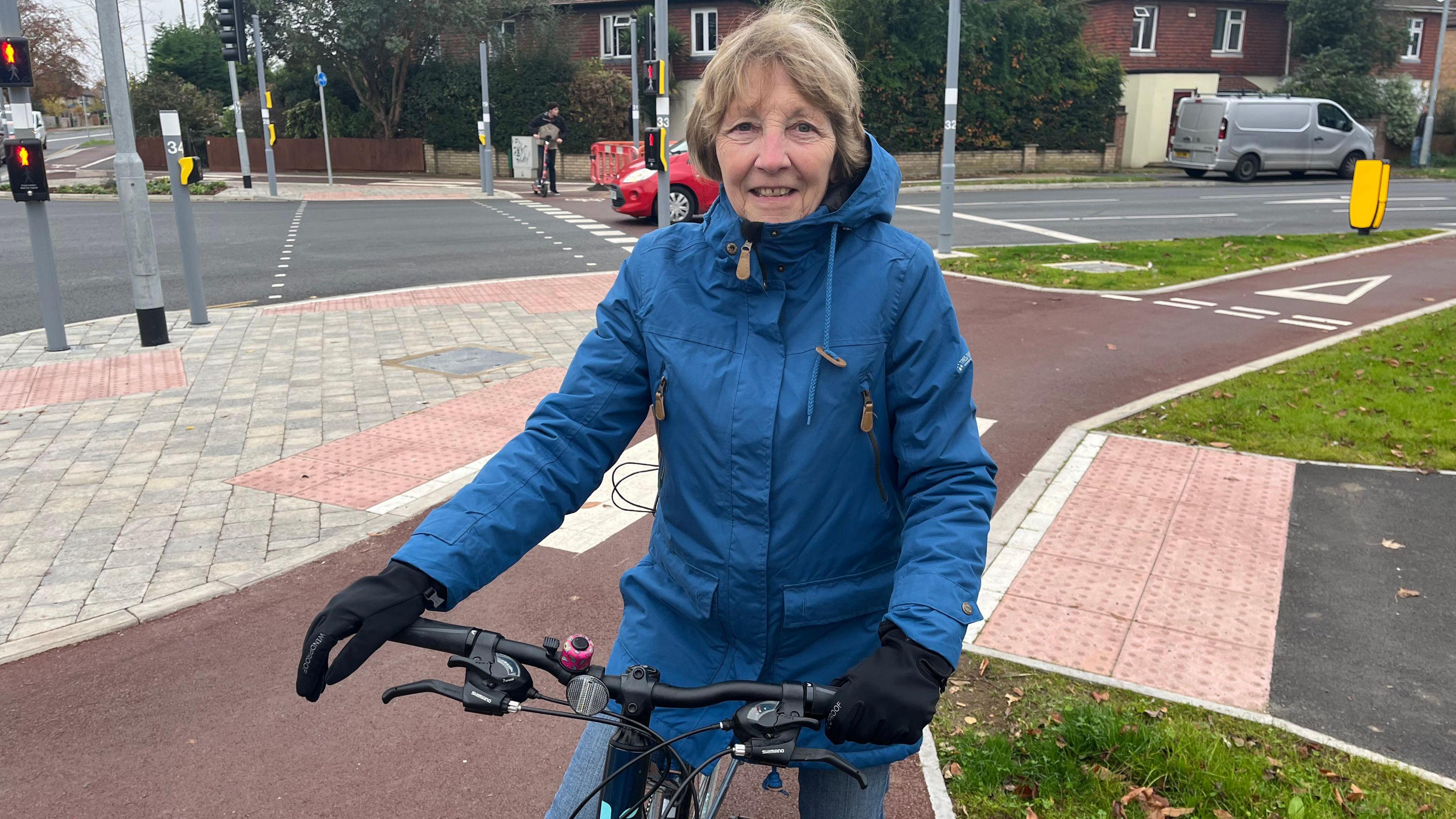 Pat Whitehead on her bike