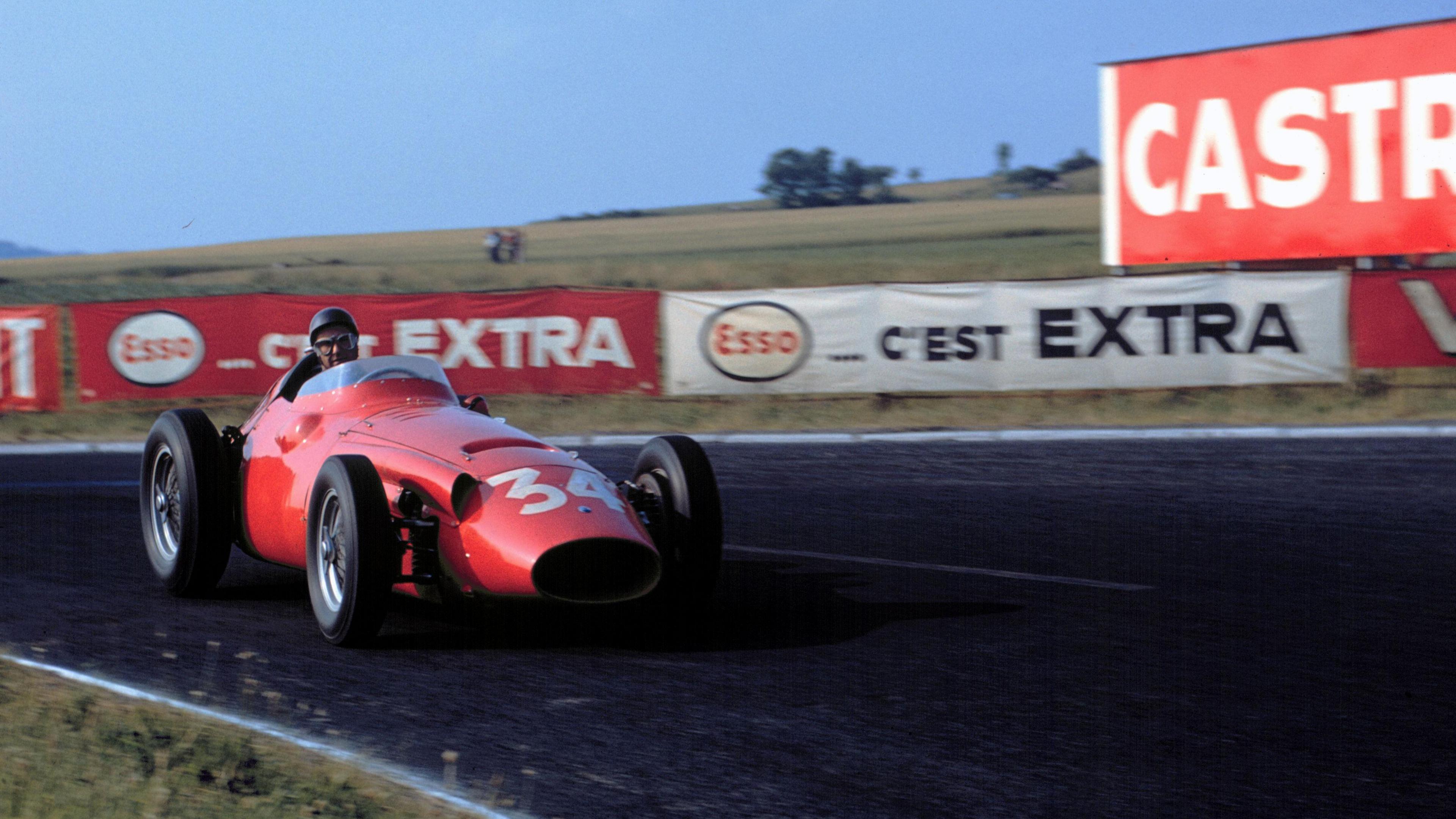 Juan Manuel Fangio driving the Maserati 250F during the 1958 French Grand Prix, the final F1 race for the five-time world champion