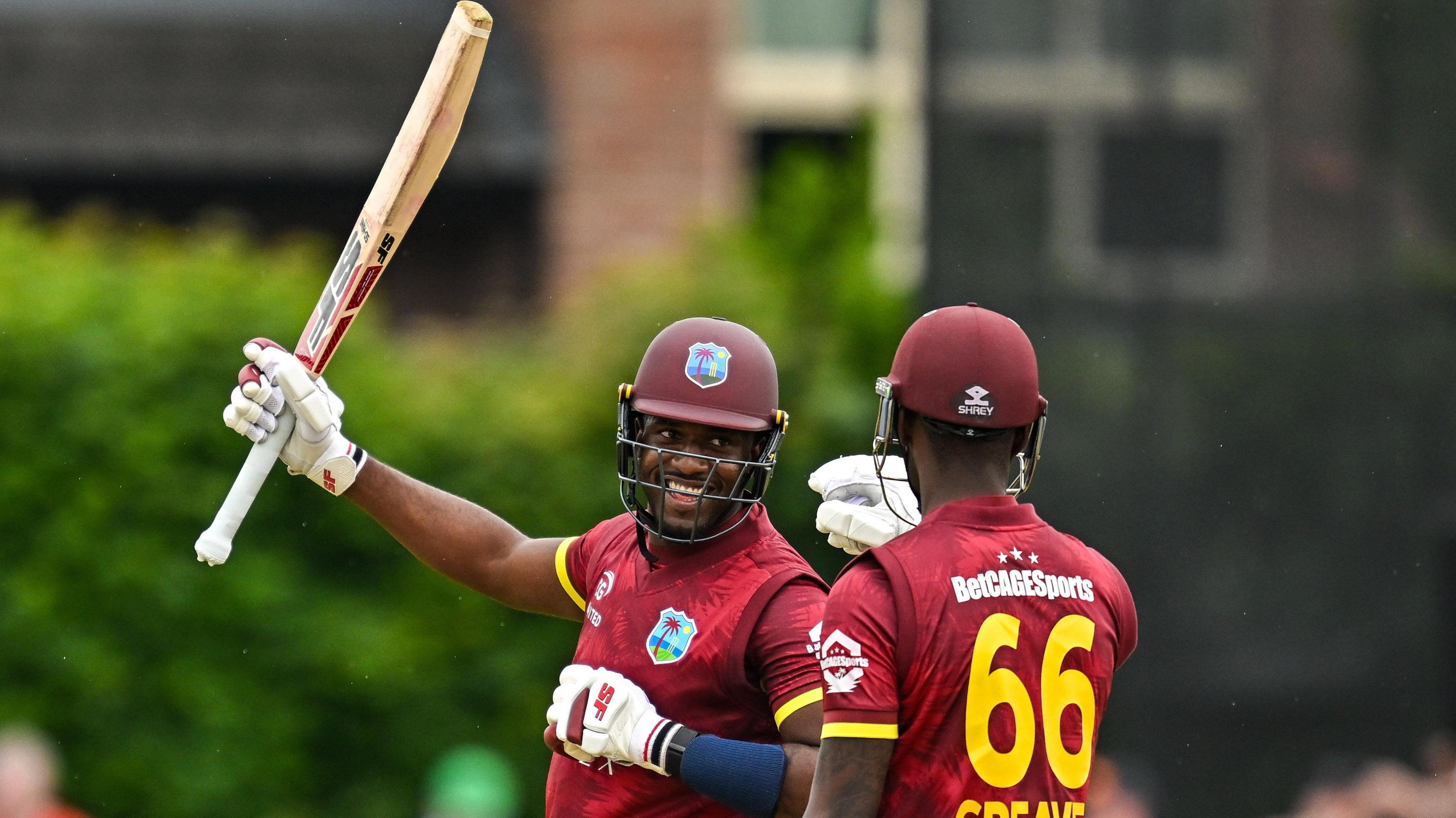 West Indies' Matthew Forde and Justin Greaves