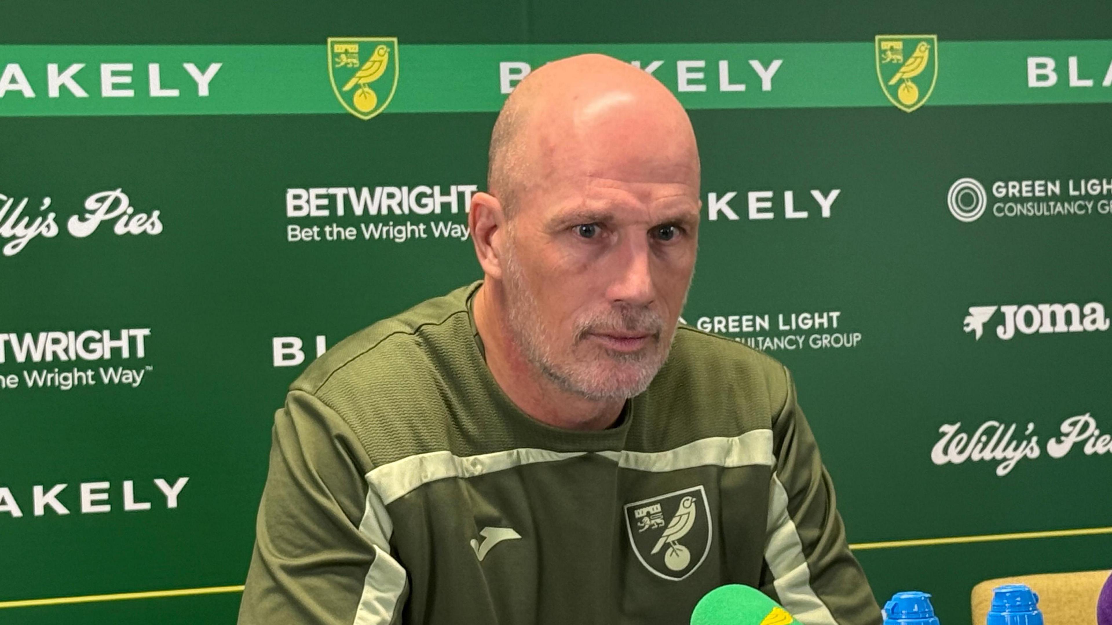 Norwich City head Philippe Clement at a press conference