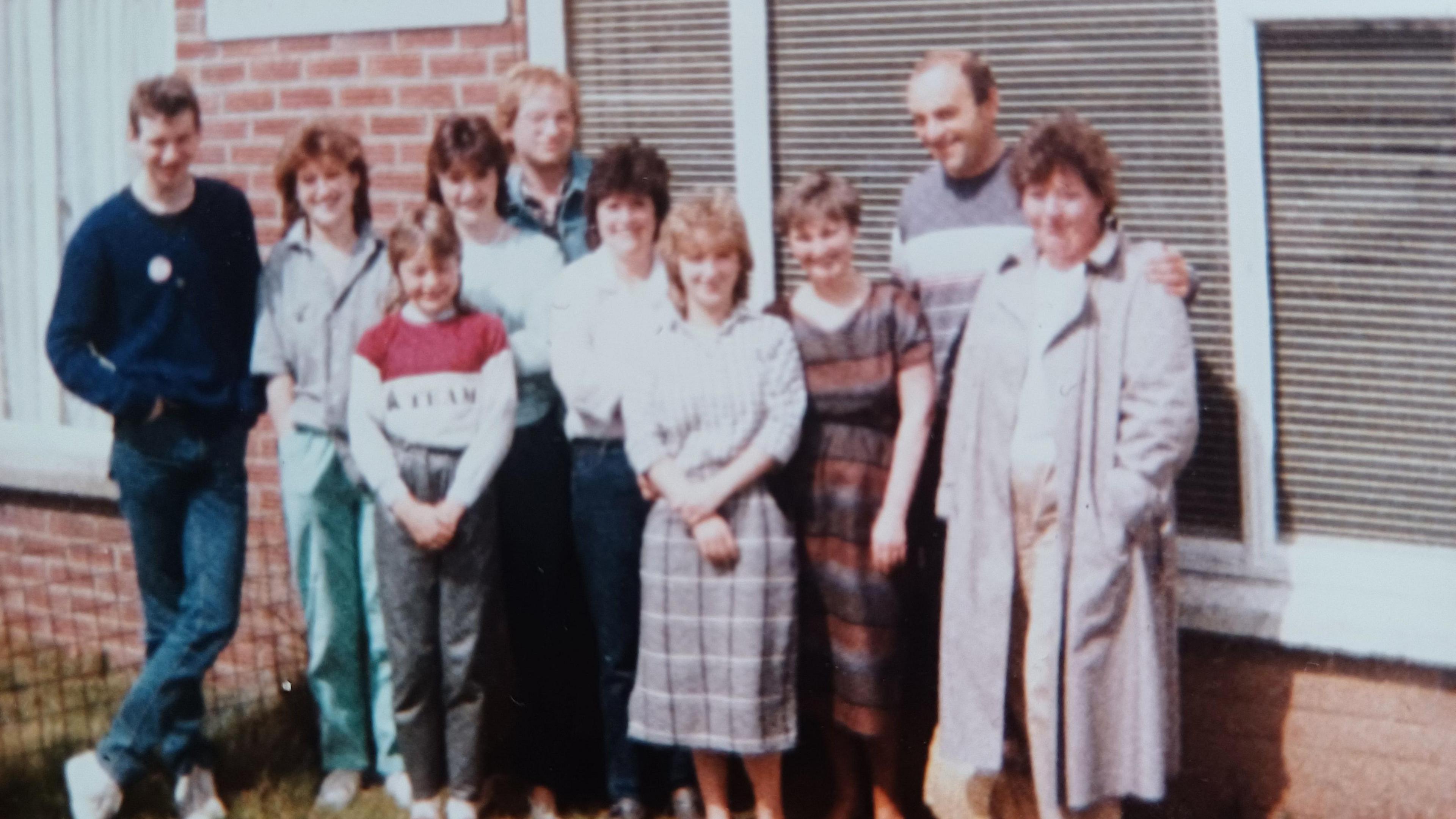 Paula with a group of university students that came to stay with them in Bettws near Bridgend 