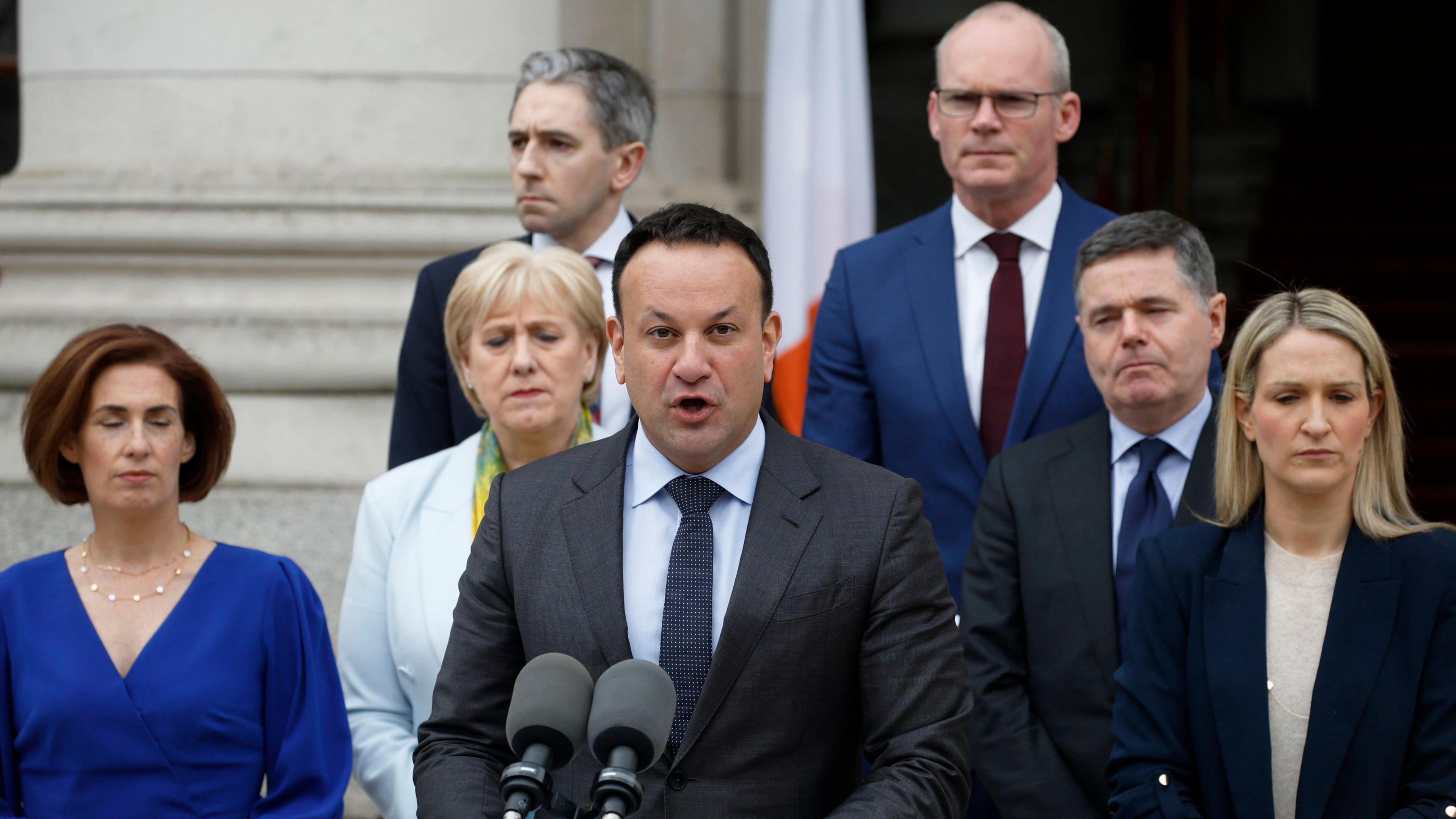 Mr Varadkar announcing his resignation