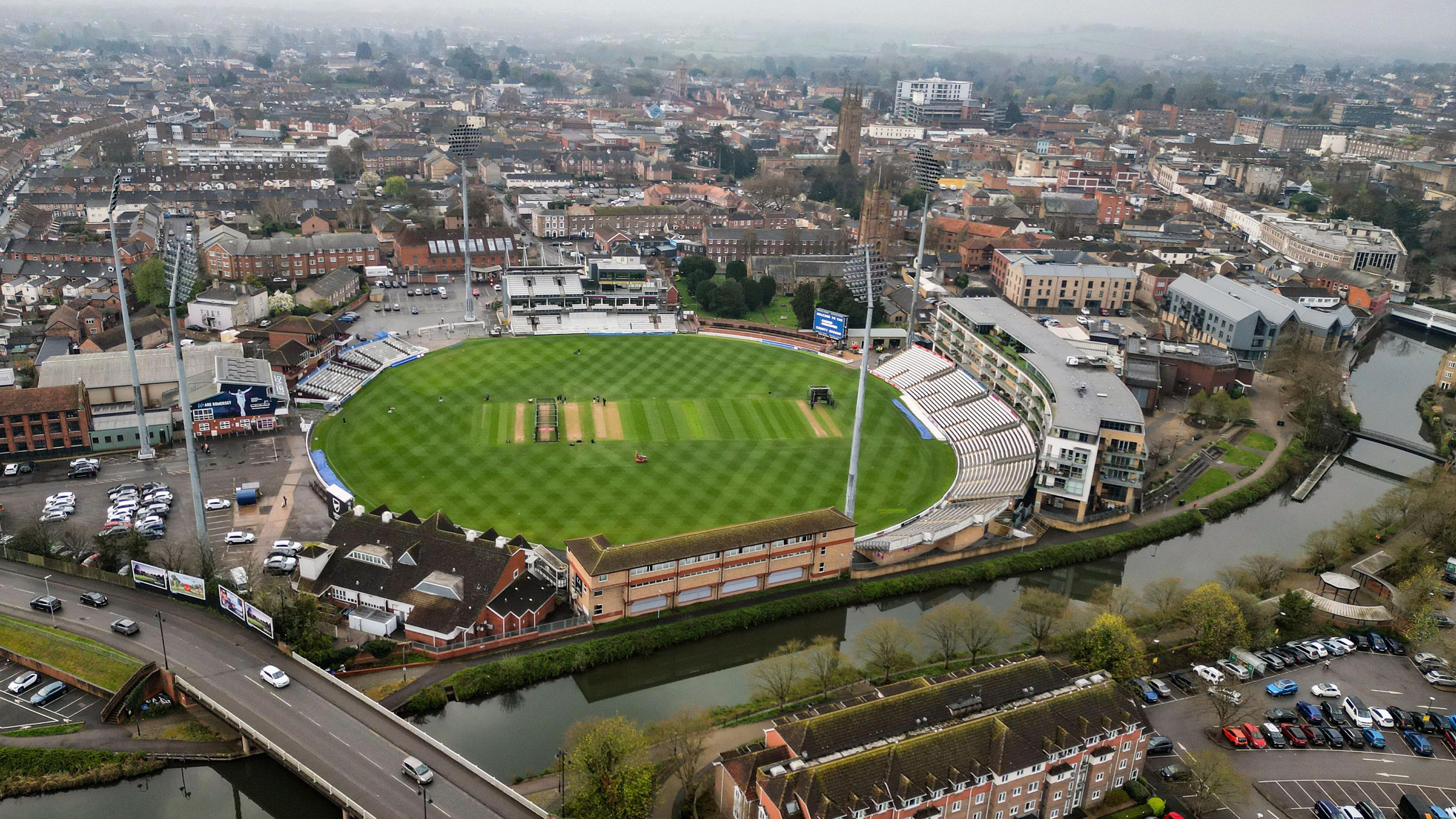A general view from the air of Somerset's County Ground