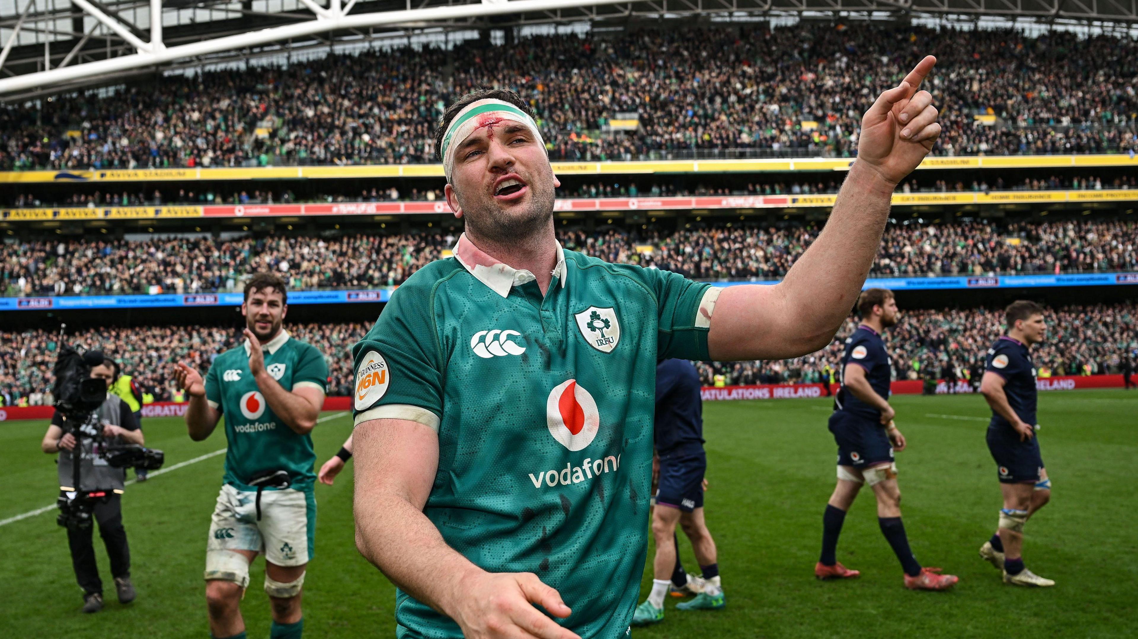 Tadhg Beirne celebrates