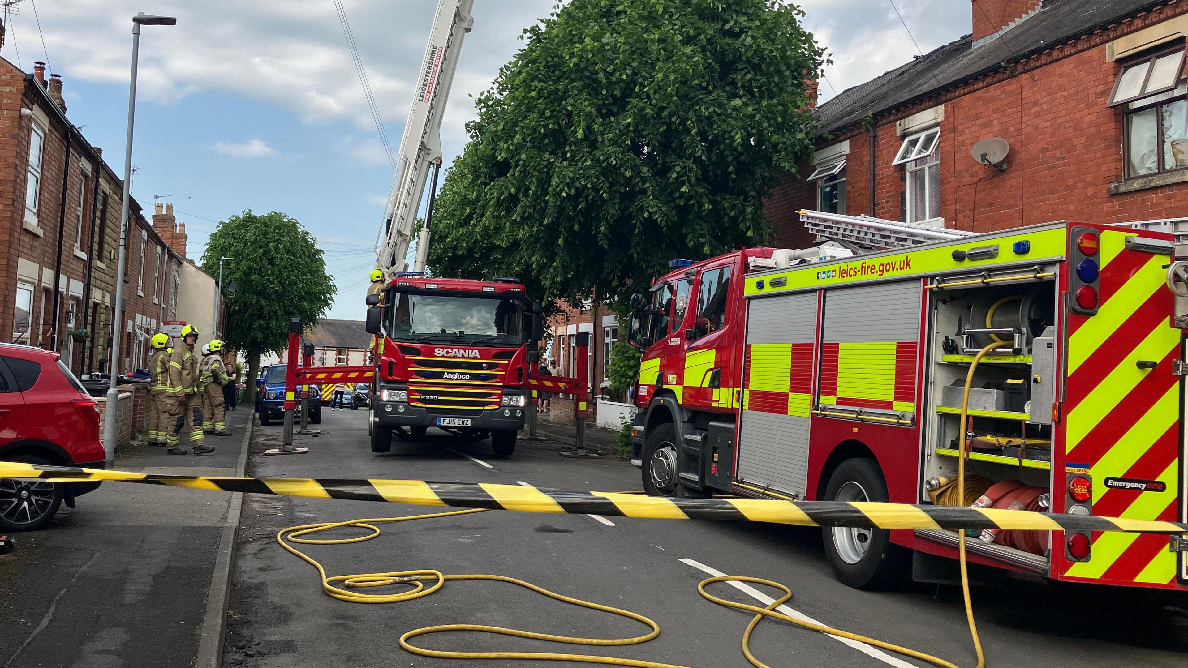 Fire engines dealing with a fire
