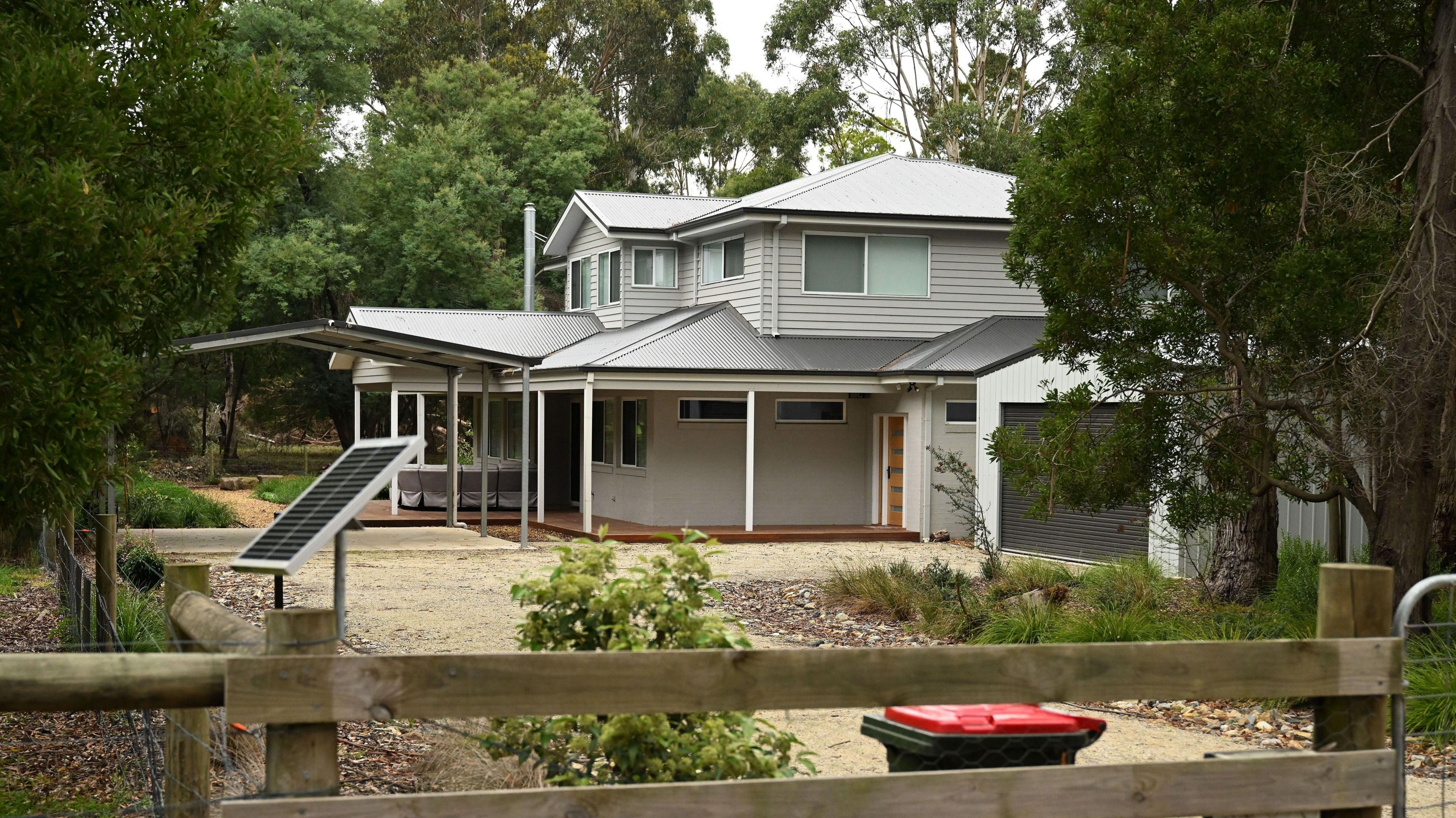 An exterior view of the Leongatha home where Erin Patterson allegedly served up four death cap mushroom-laced beef wellingtons in July 2023, in Leongatha, Victoria, Australia
