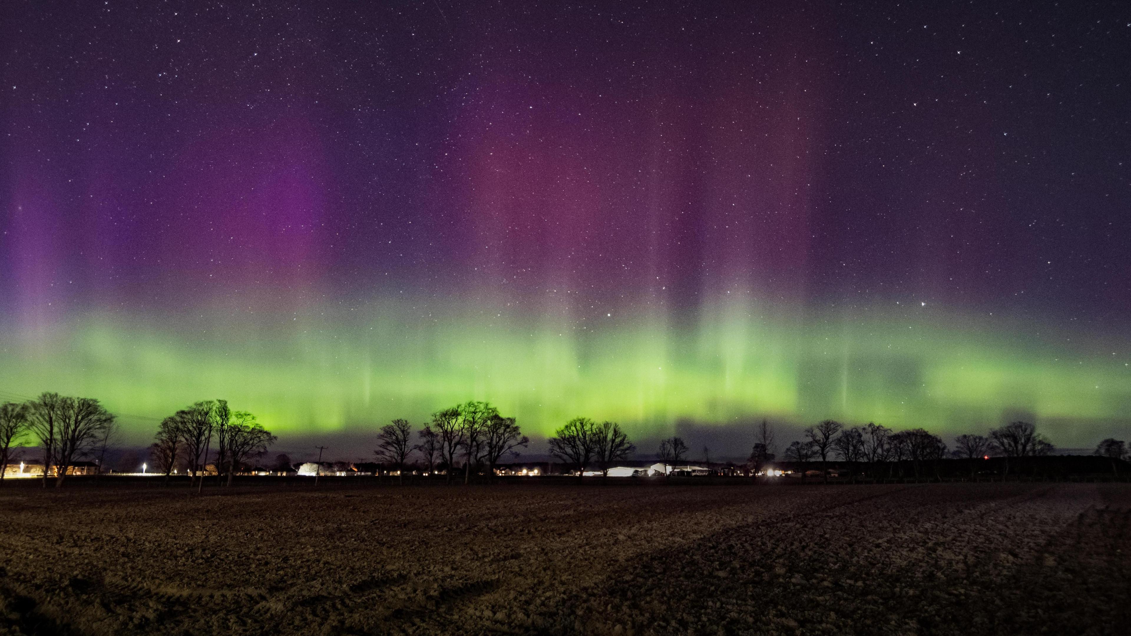Stunning colours of the Northern Lights in Moray on Monday night