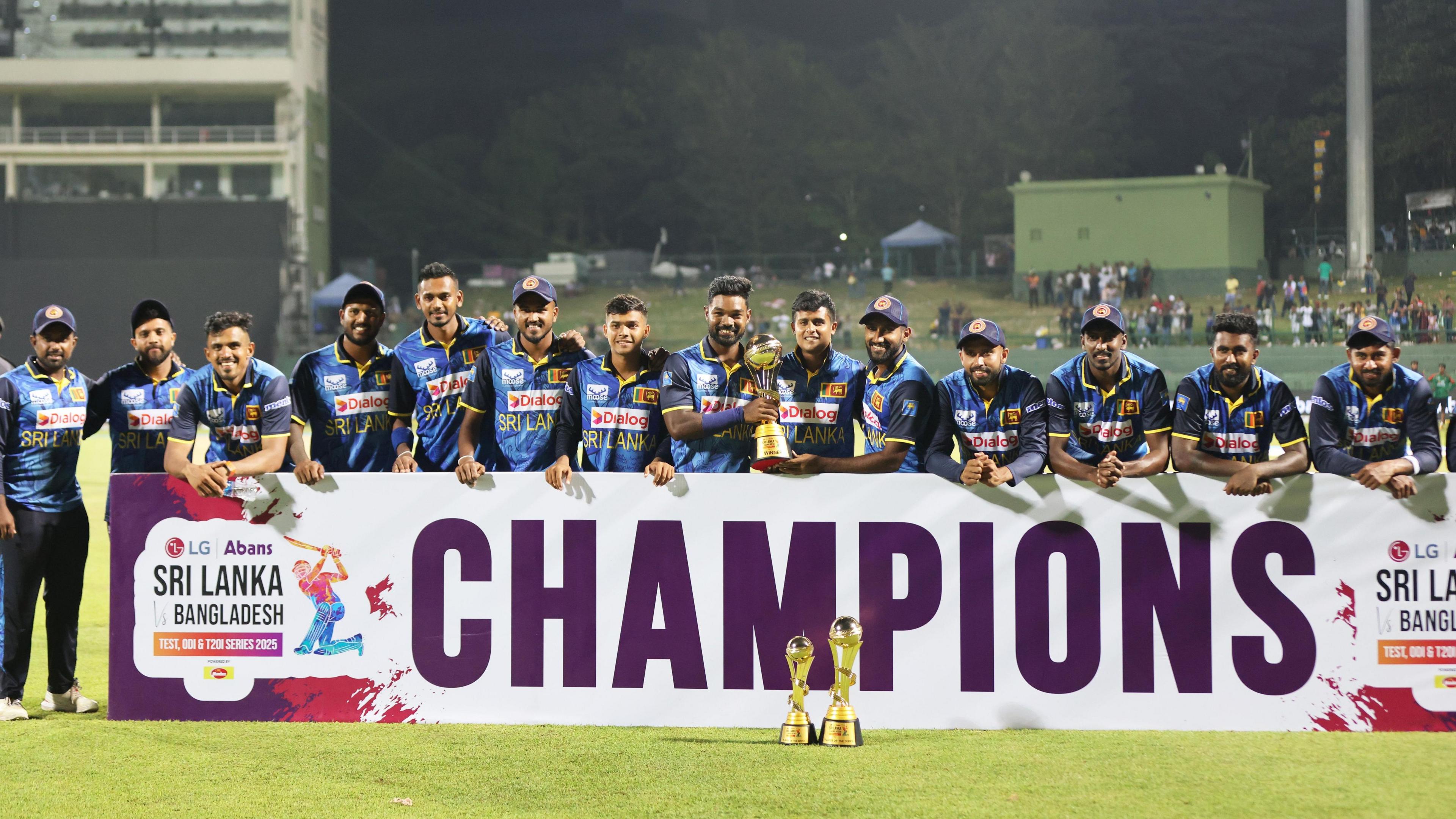 Sri Lanka with the ODI series trophy