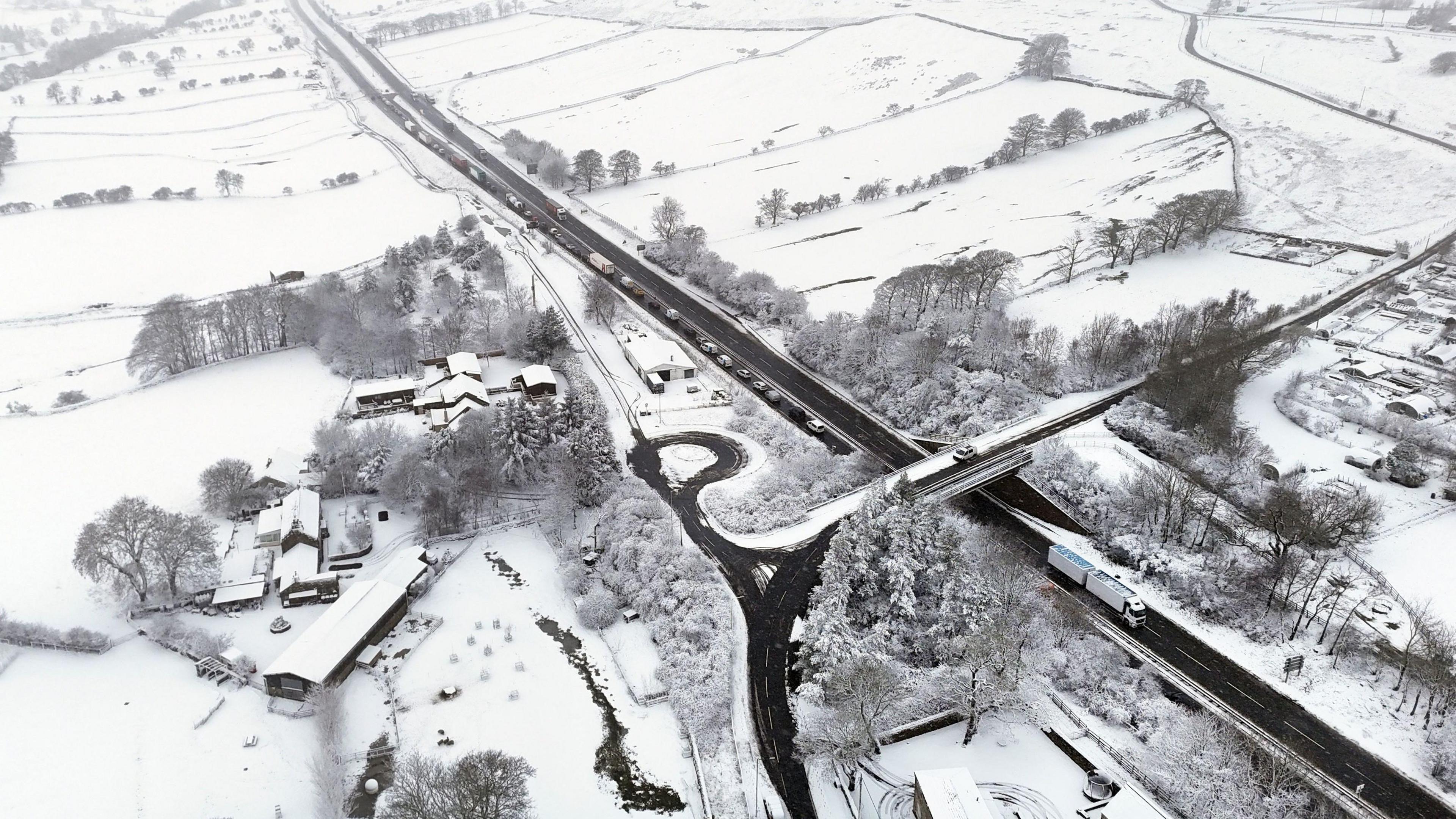 Snow and ice have landed in County Durham in the north of England. 