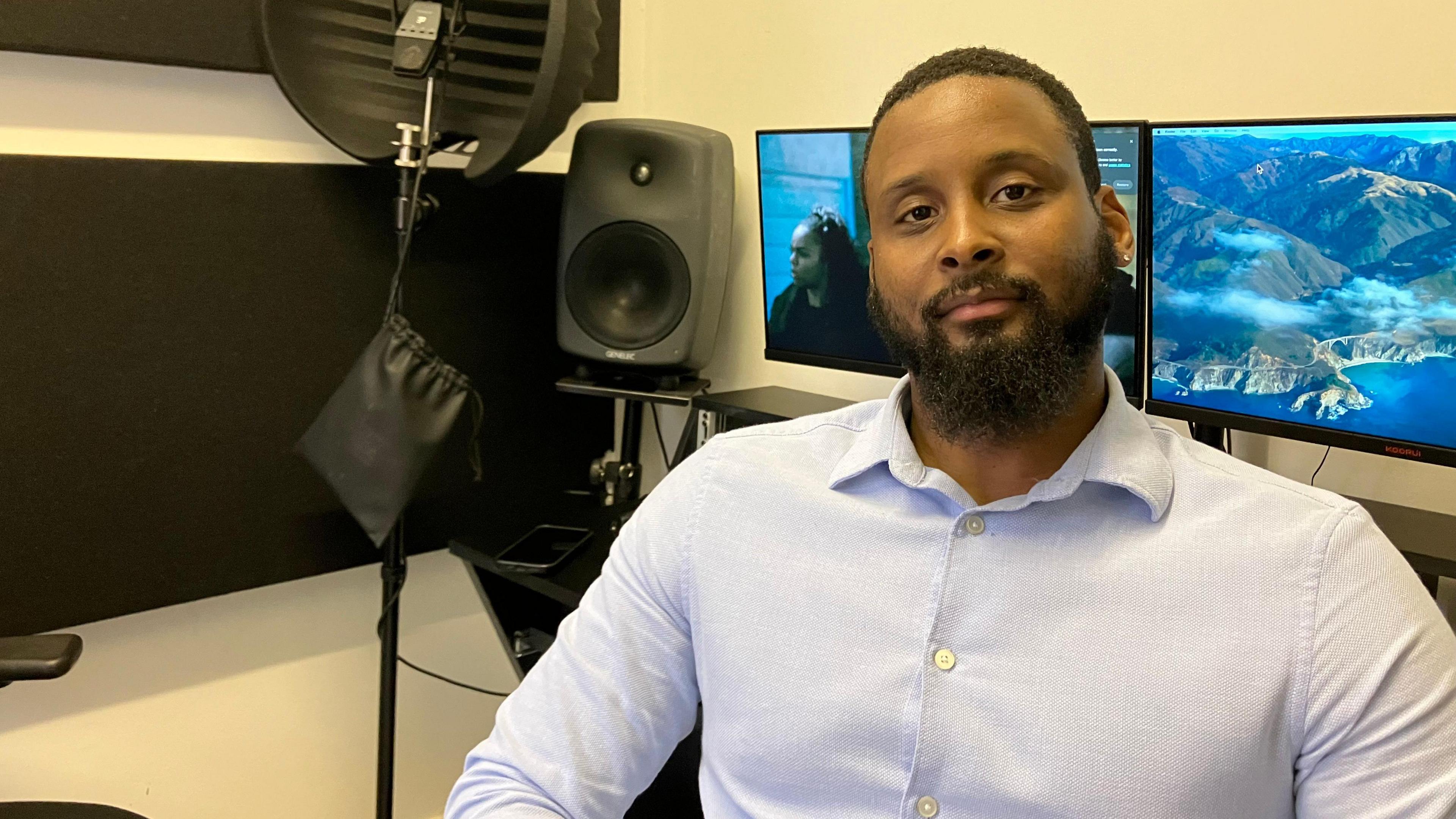 Omari Cato, Chief Executive of Creative Power Town, is pictured in his office