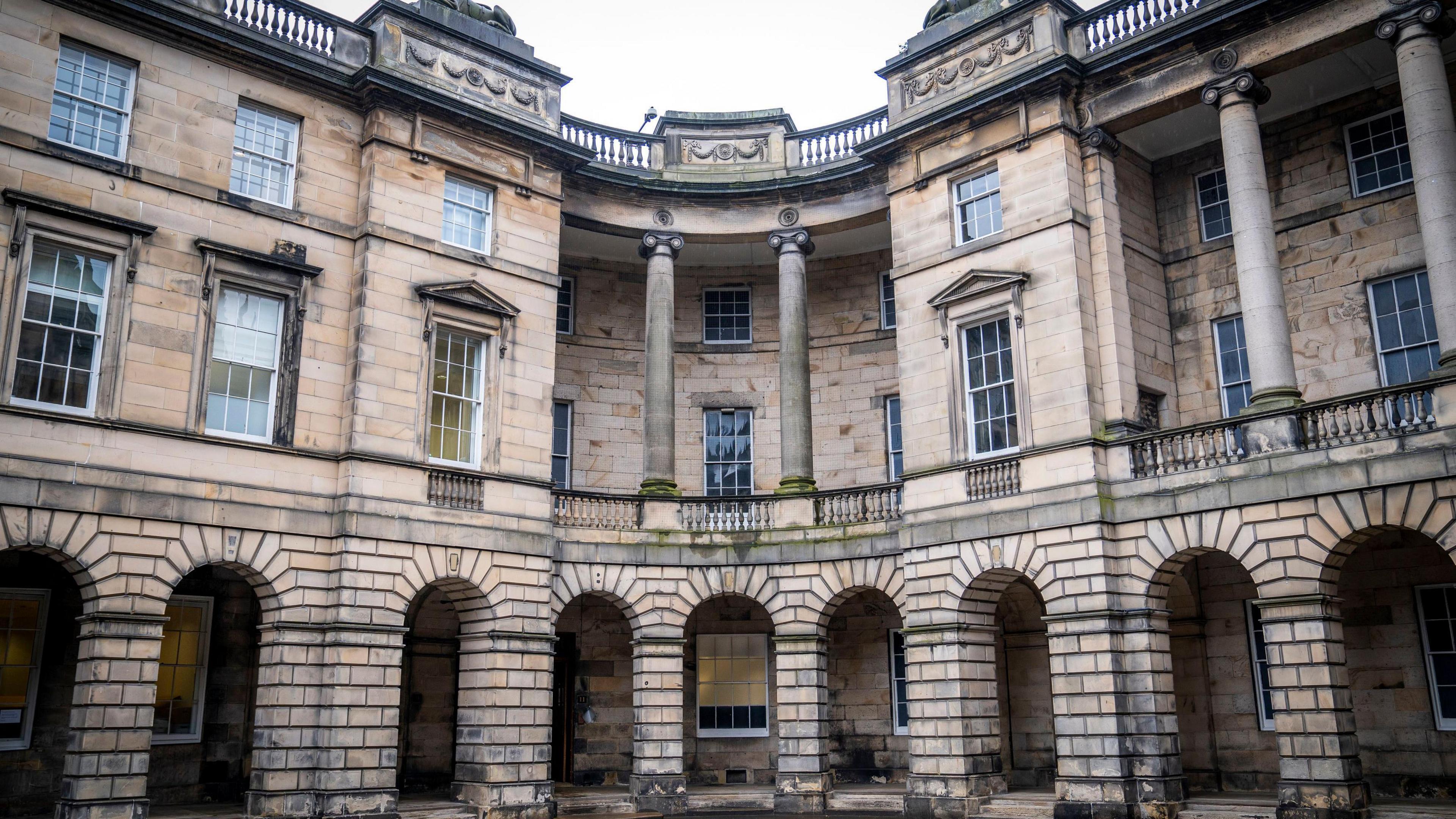 Outside of the Court of Session in Edinburgh.