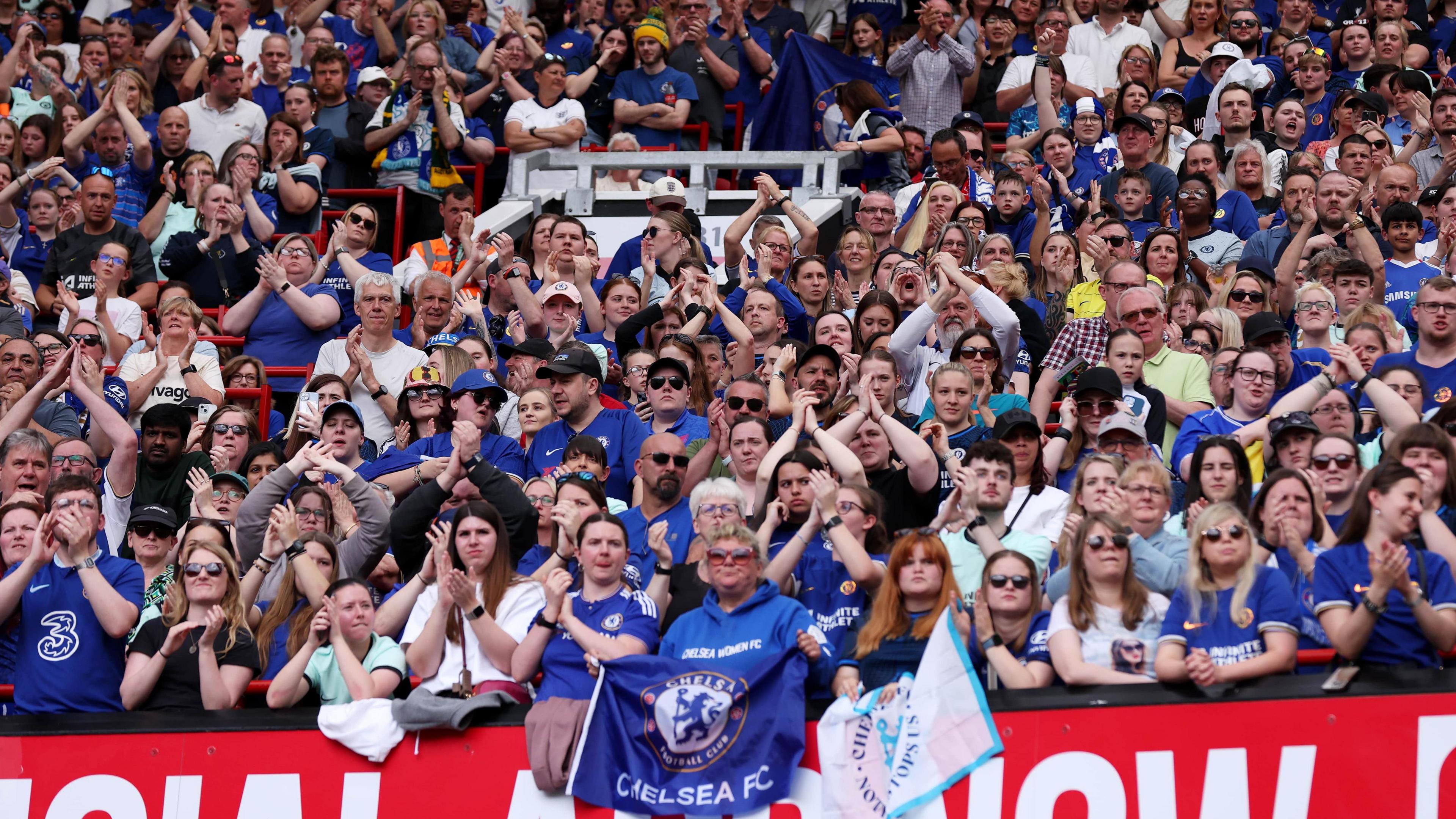 Chelsea supporters in a crowd