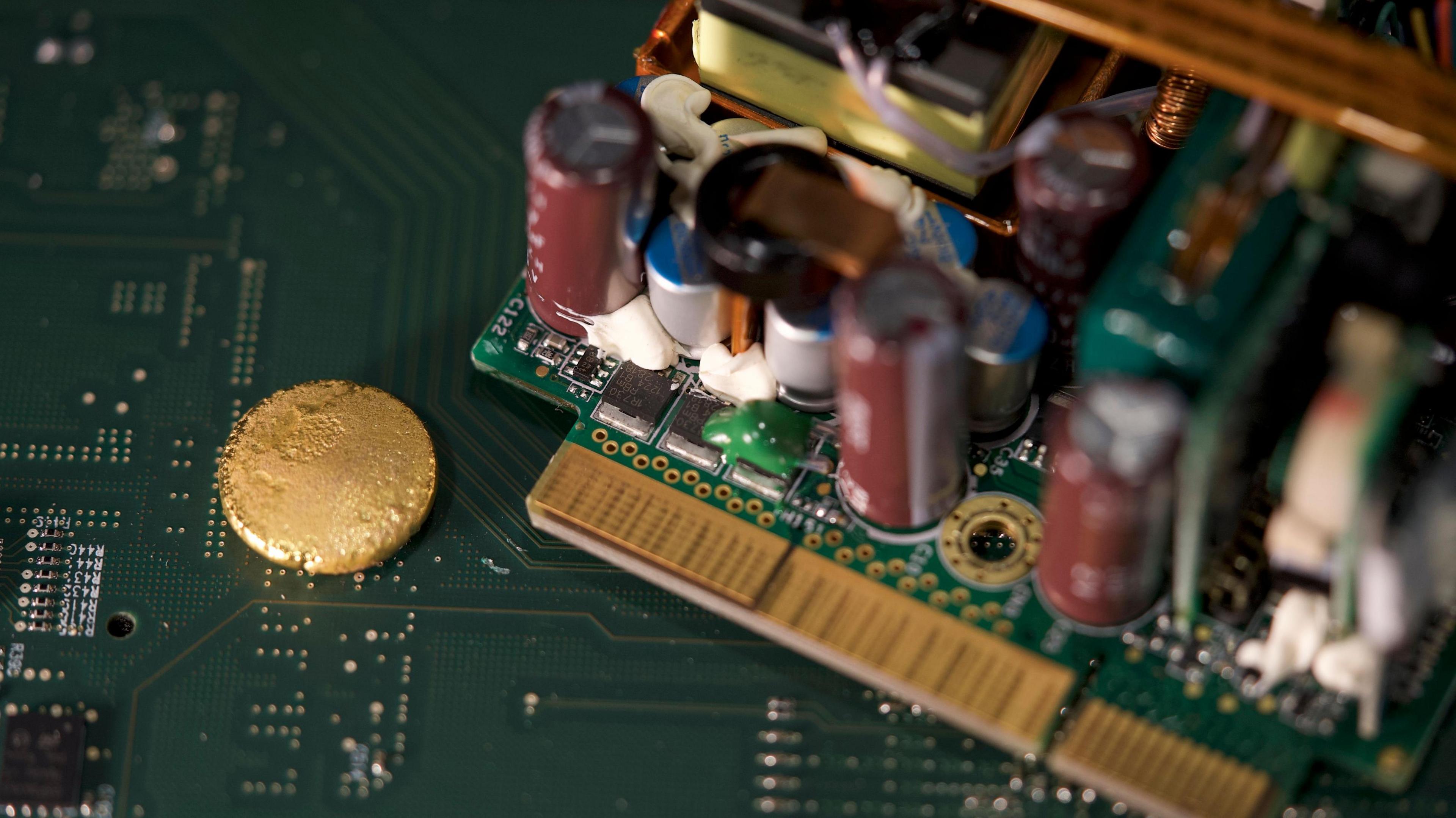 Solid gold on circuit board