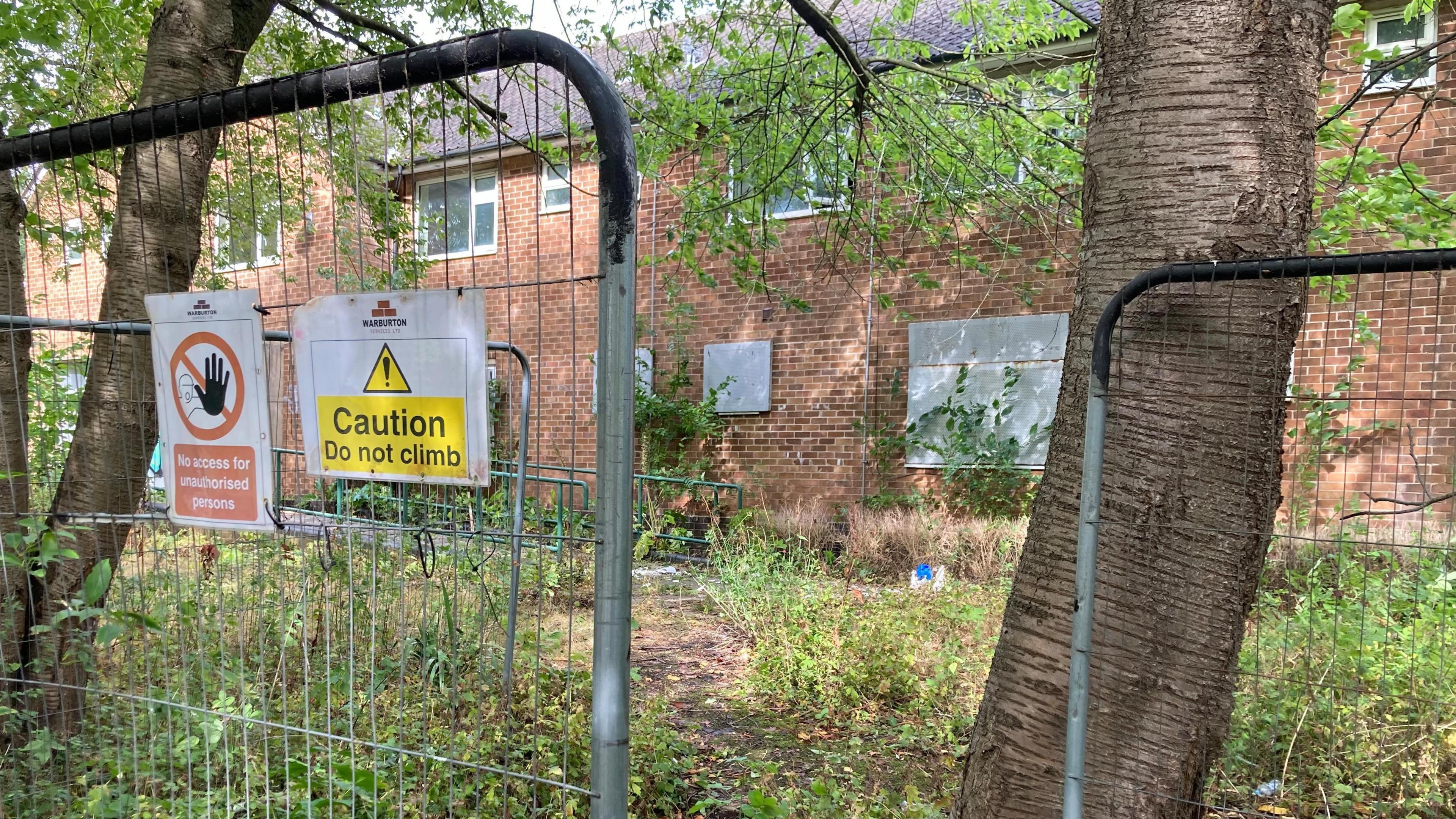 Entrance to derelict care home
