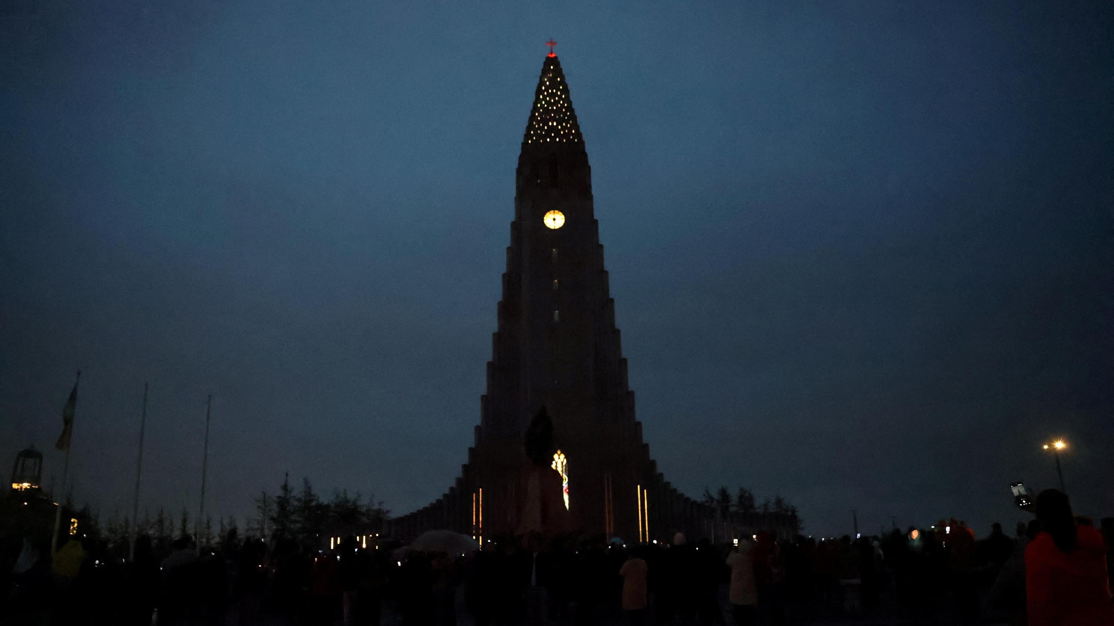 Reykjavik's sky going dark during the eclipse.