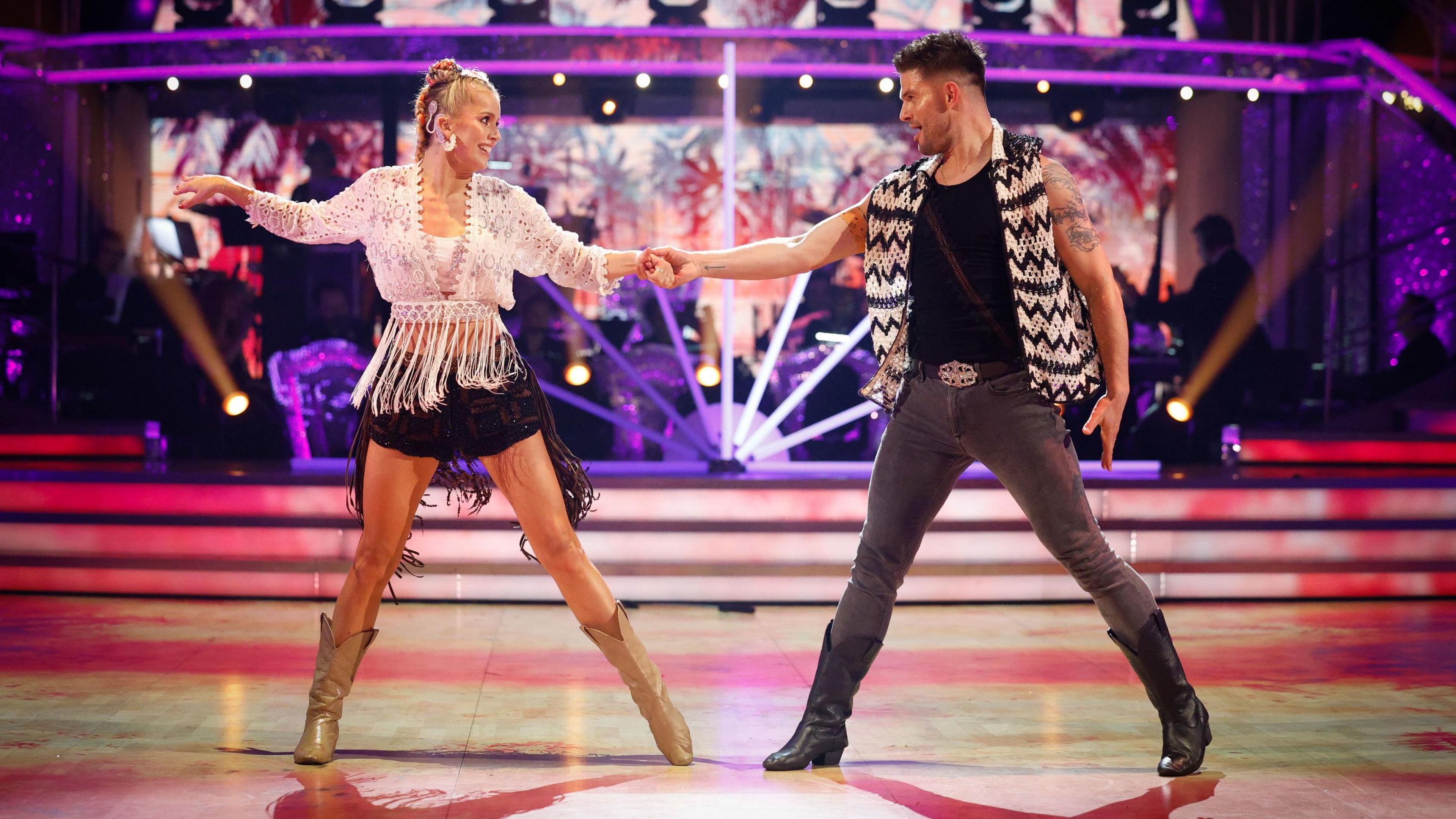 Tasha Ghouri and Aljaz Skorjanec during their appearance on the live show 