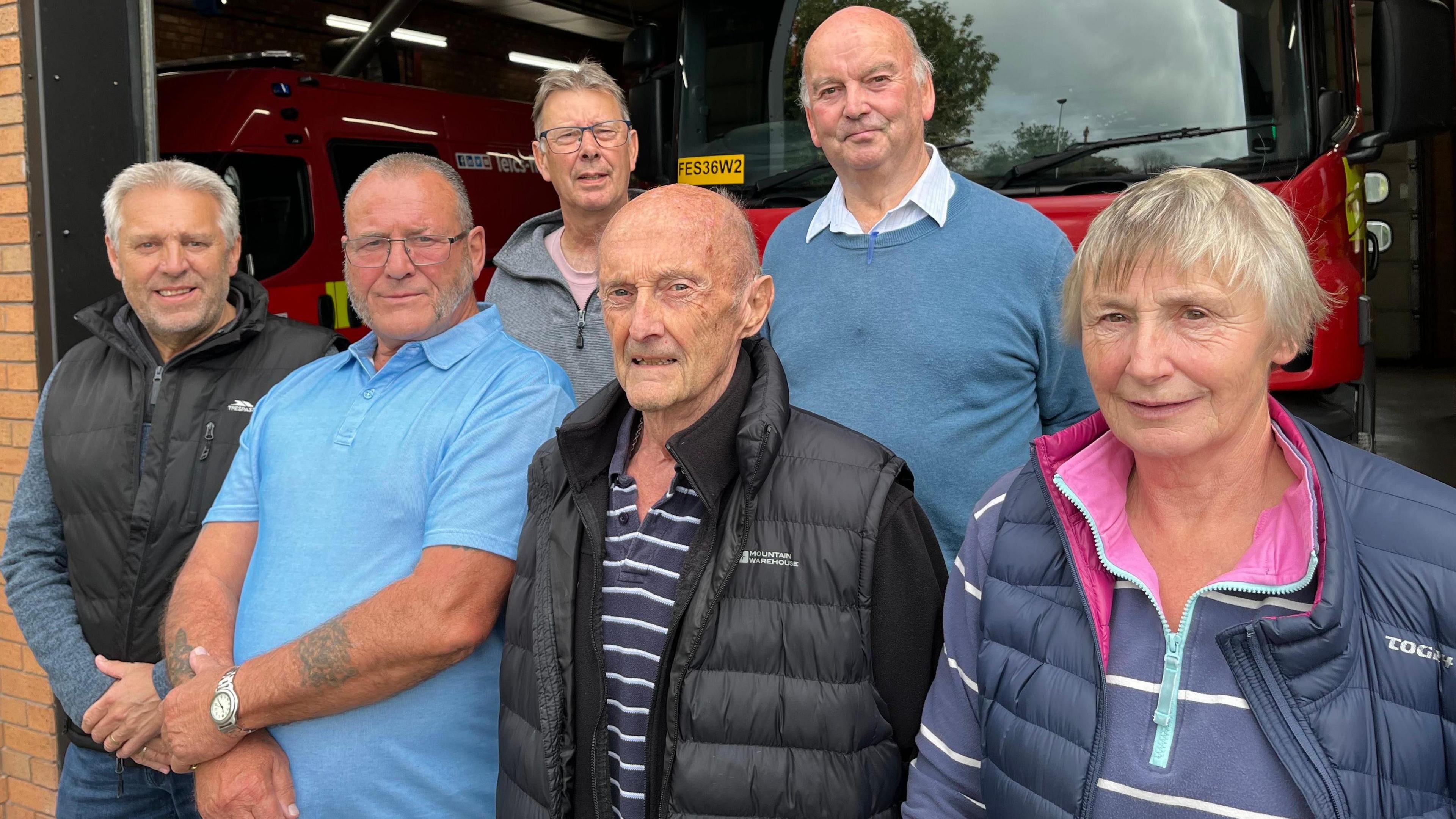 A group photo depicting retired retained firefighters in Market Harborough