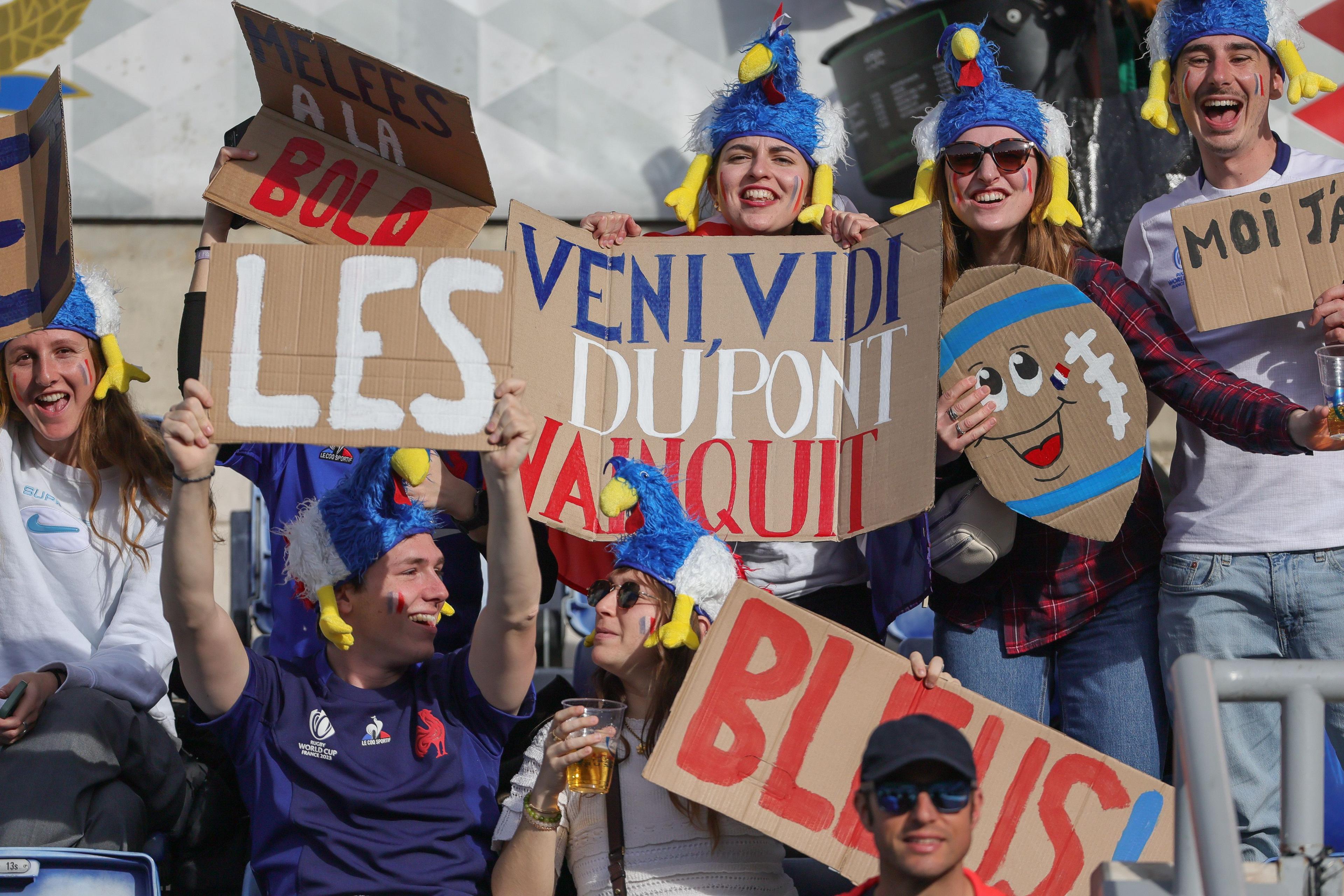 France supporters enjoying their Six Nations victory over Italy at the Stadio Olimpico in Rome