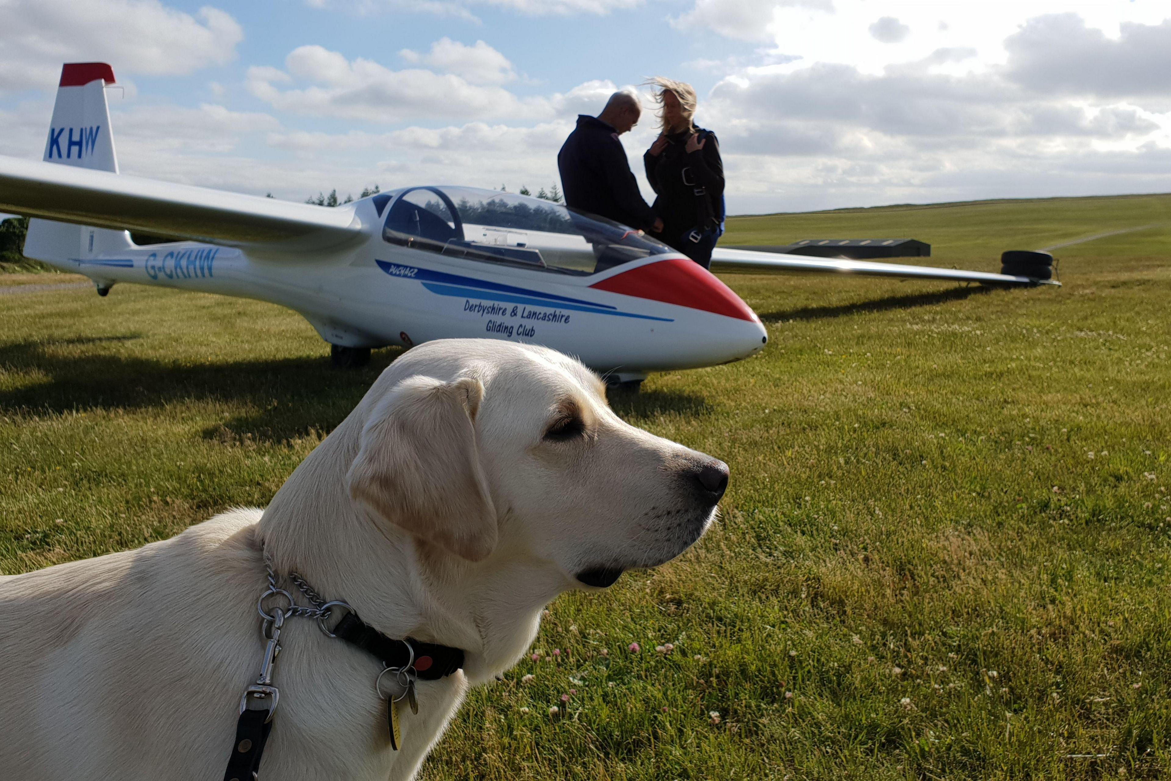 Ugo in front of a glider