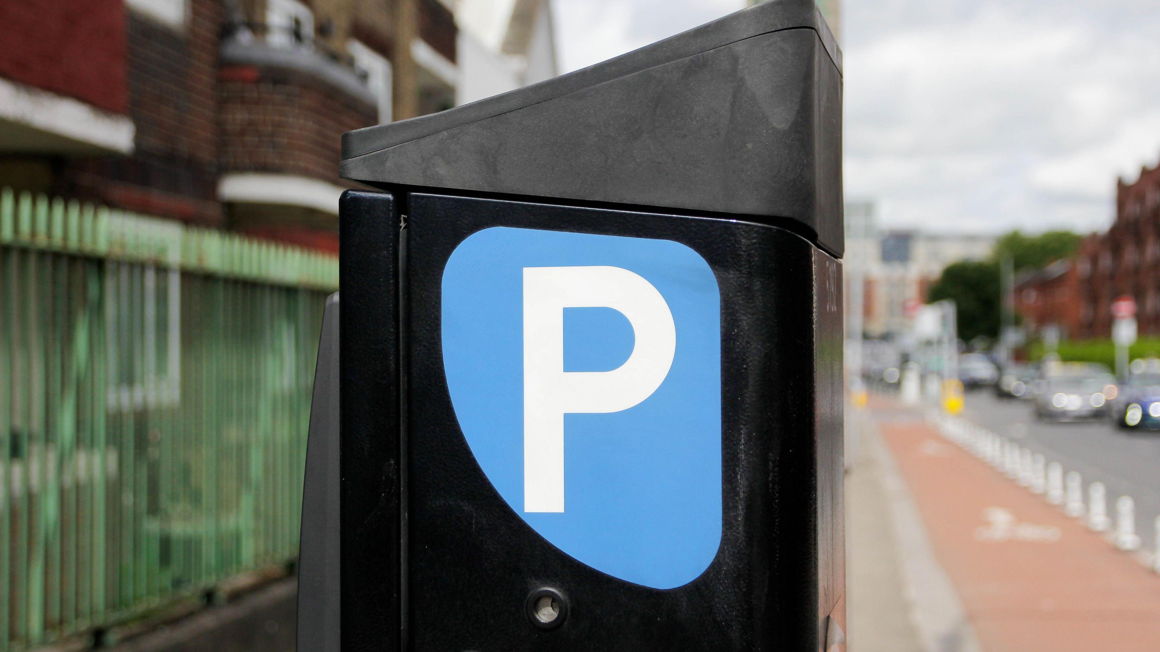 An on street parking meter