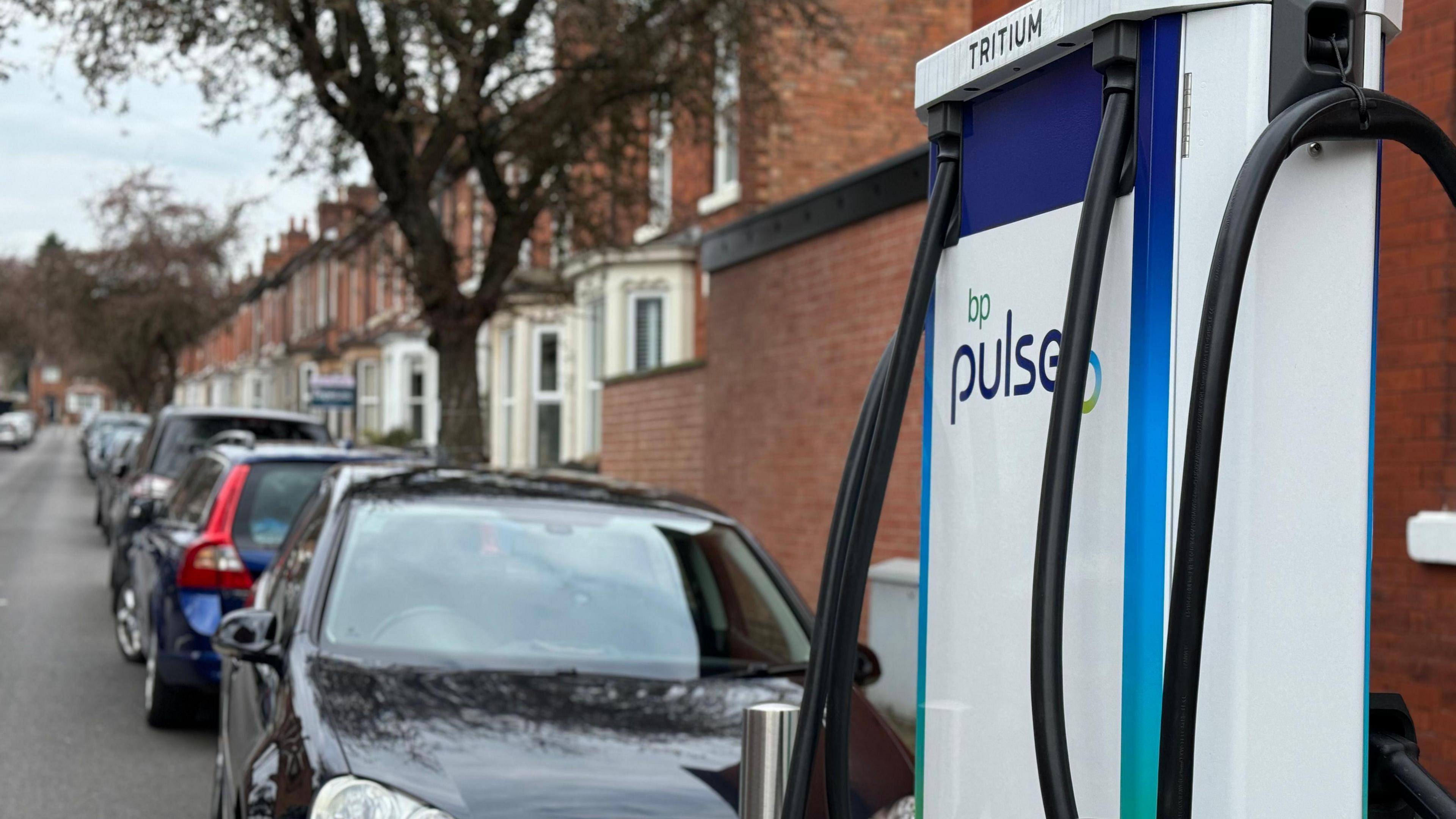 A charge point on a city street