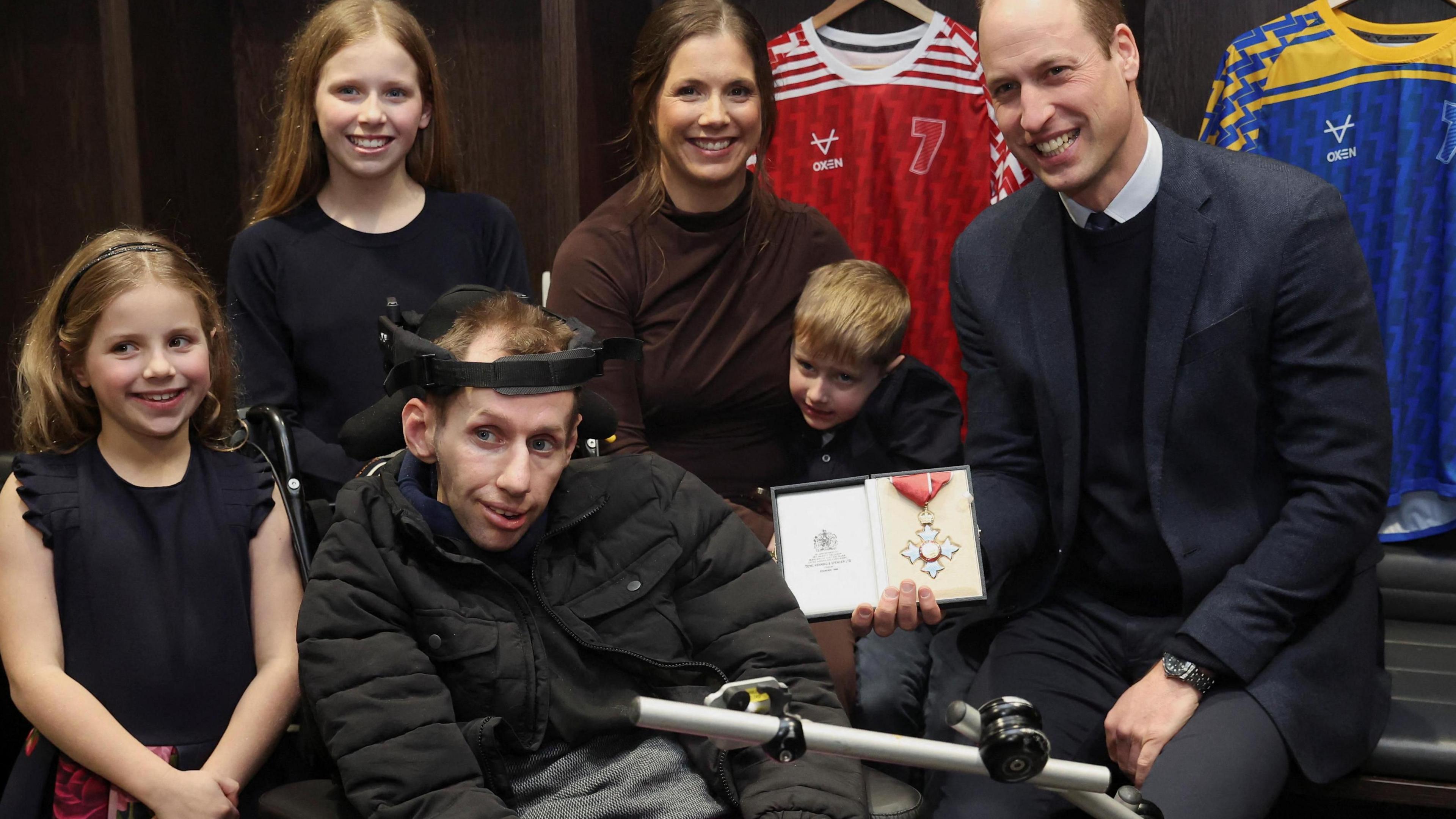  Prince of Wales William meets former rugby league player Rob Burrow to congratulate him for raising awareness of Motor Neurone Disease, during his visit to the Headingley Stadium in Leeds on January 11, 2024