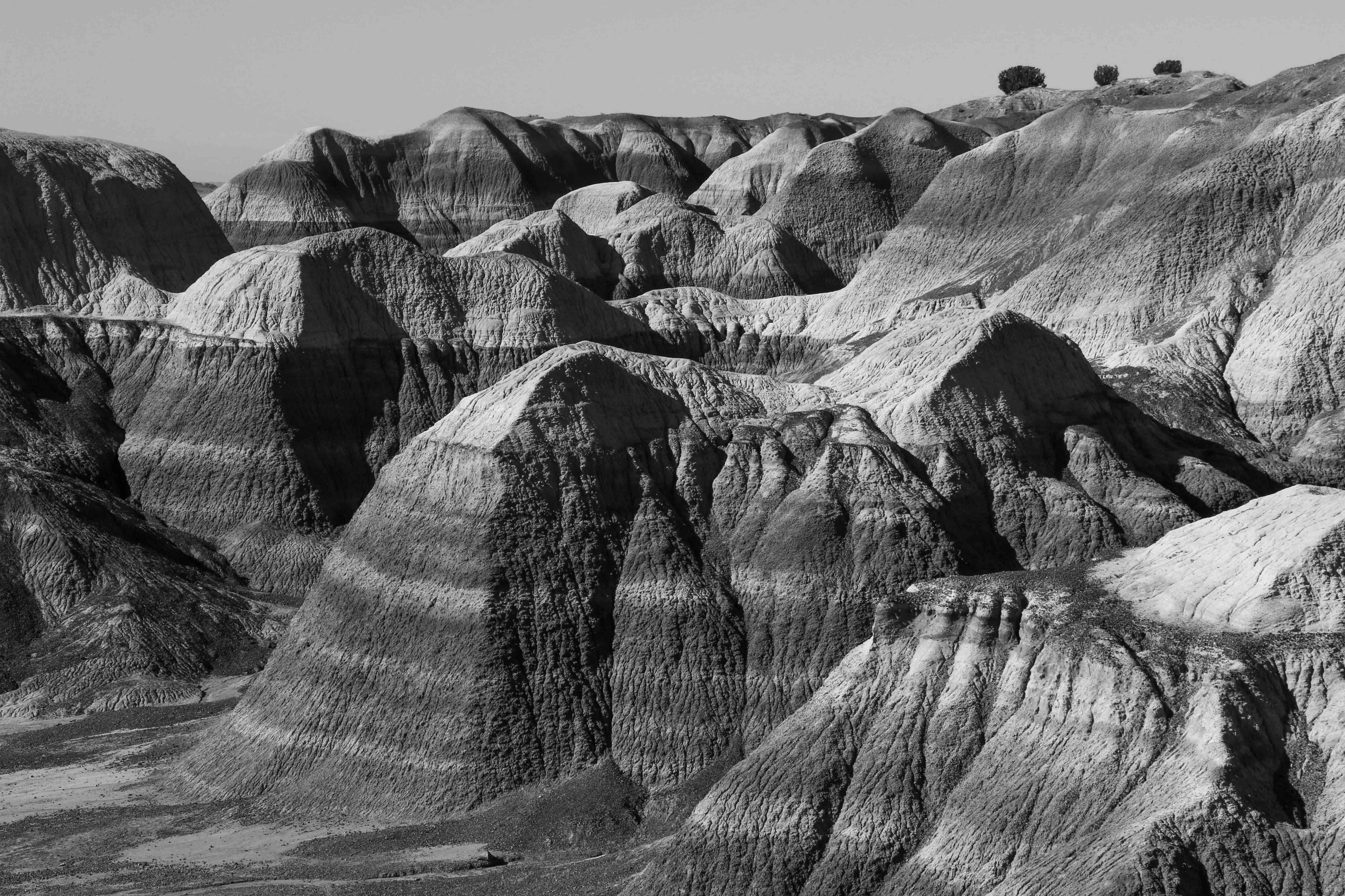 Layers of rock can be seen in the mountains of Arizona