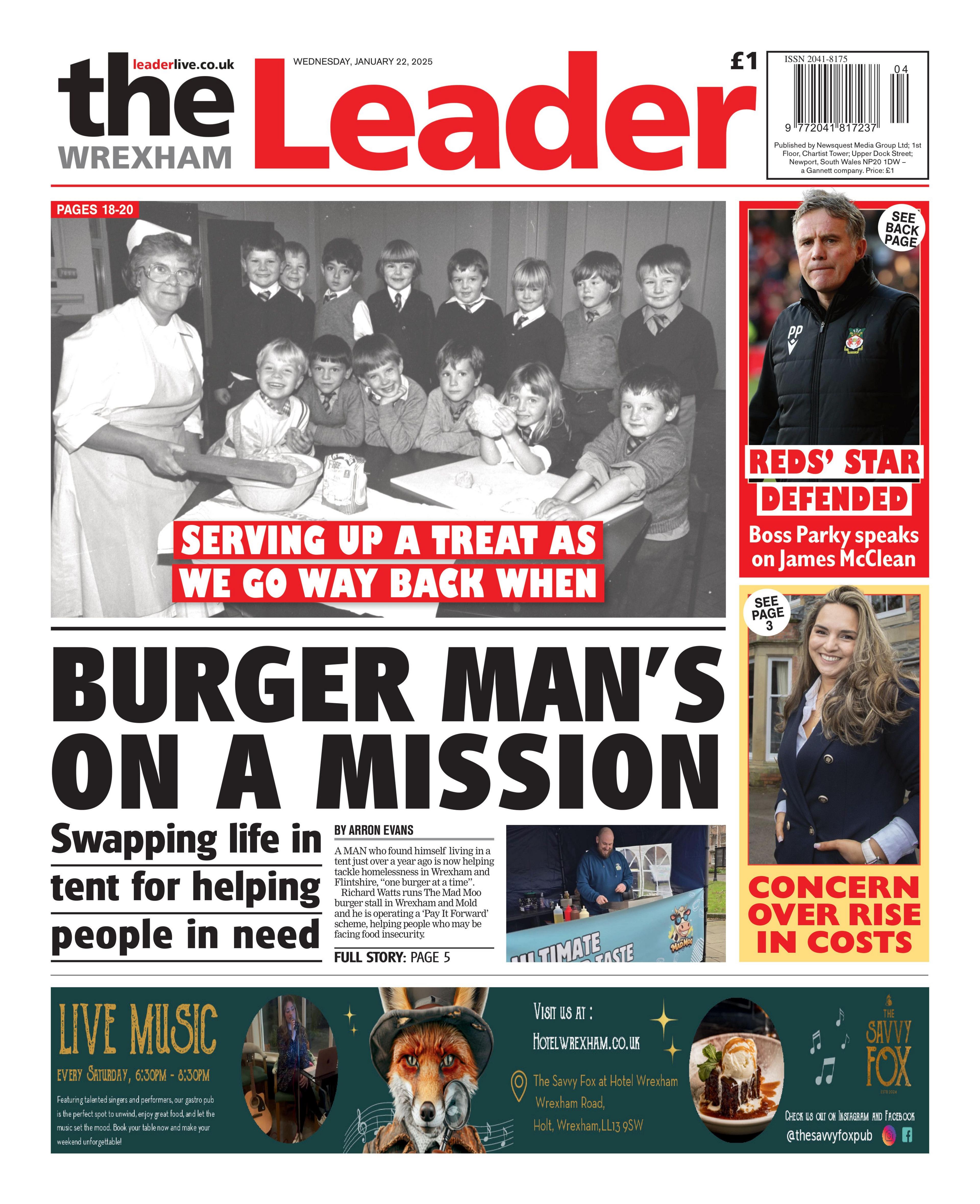 Front page of the Wrexham Leader