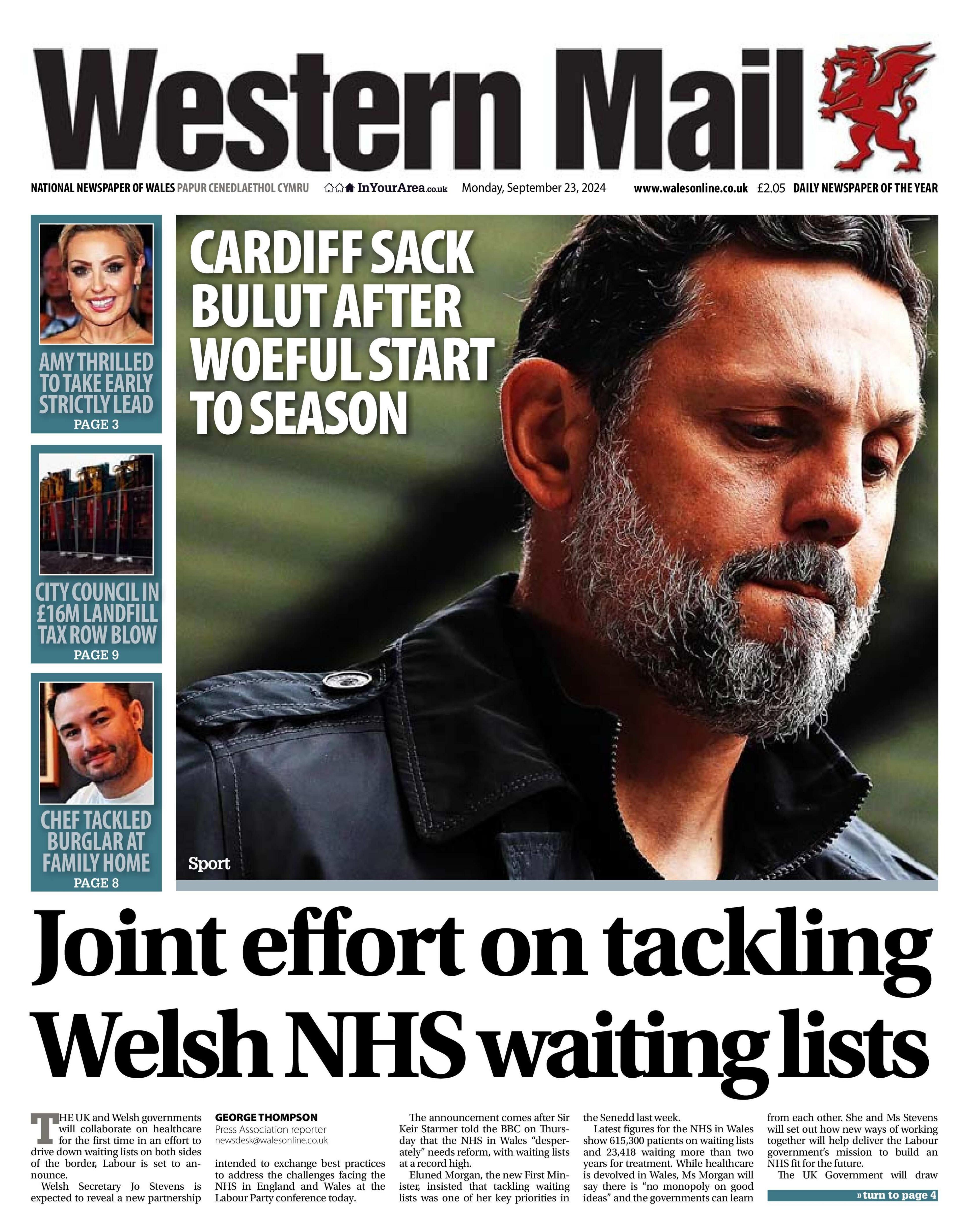 Western Mail front page 