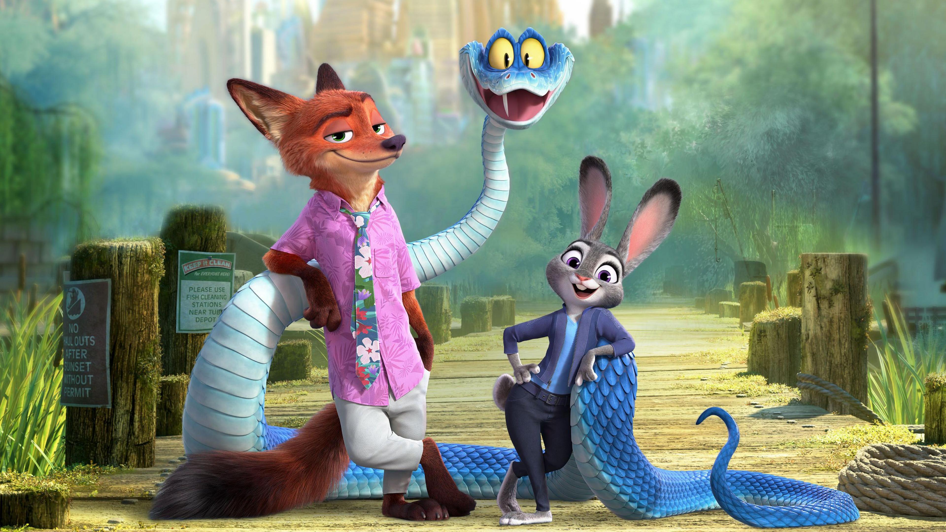 Nick, Judy and Gary the snake from zootropolis
