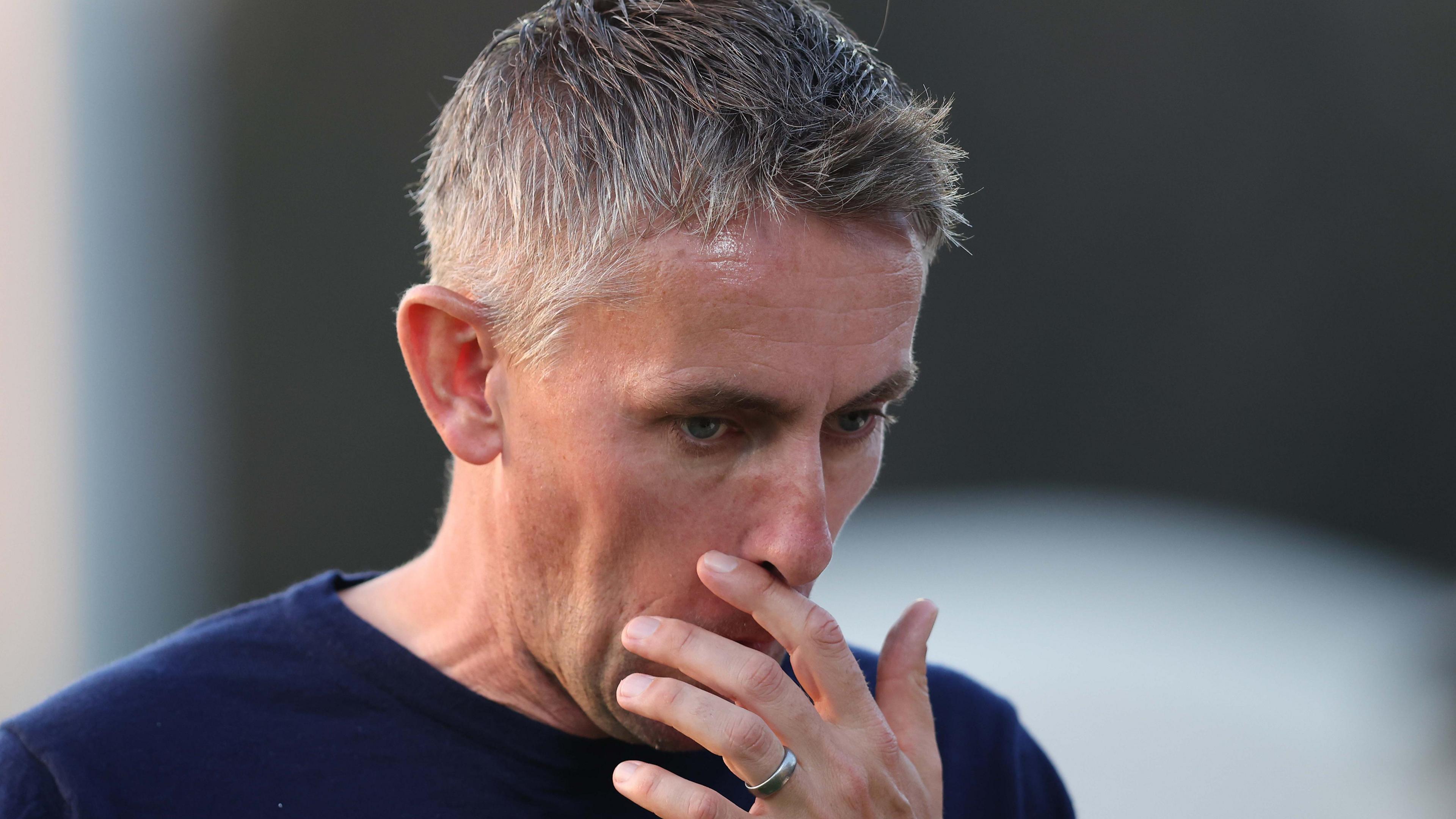 Ipswich Town boss Kieran McKenna looking dejected after his side's loss to Bromley in the Carabao Cup
