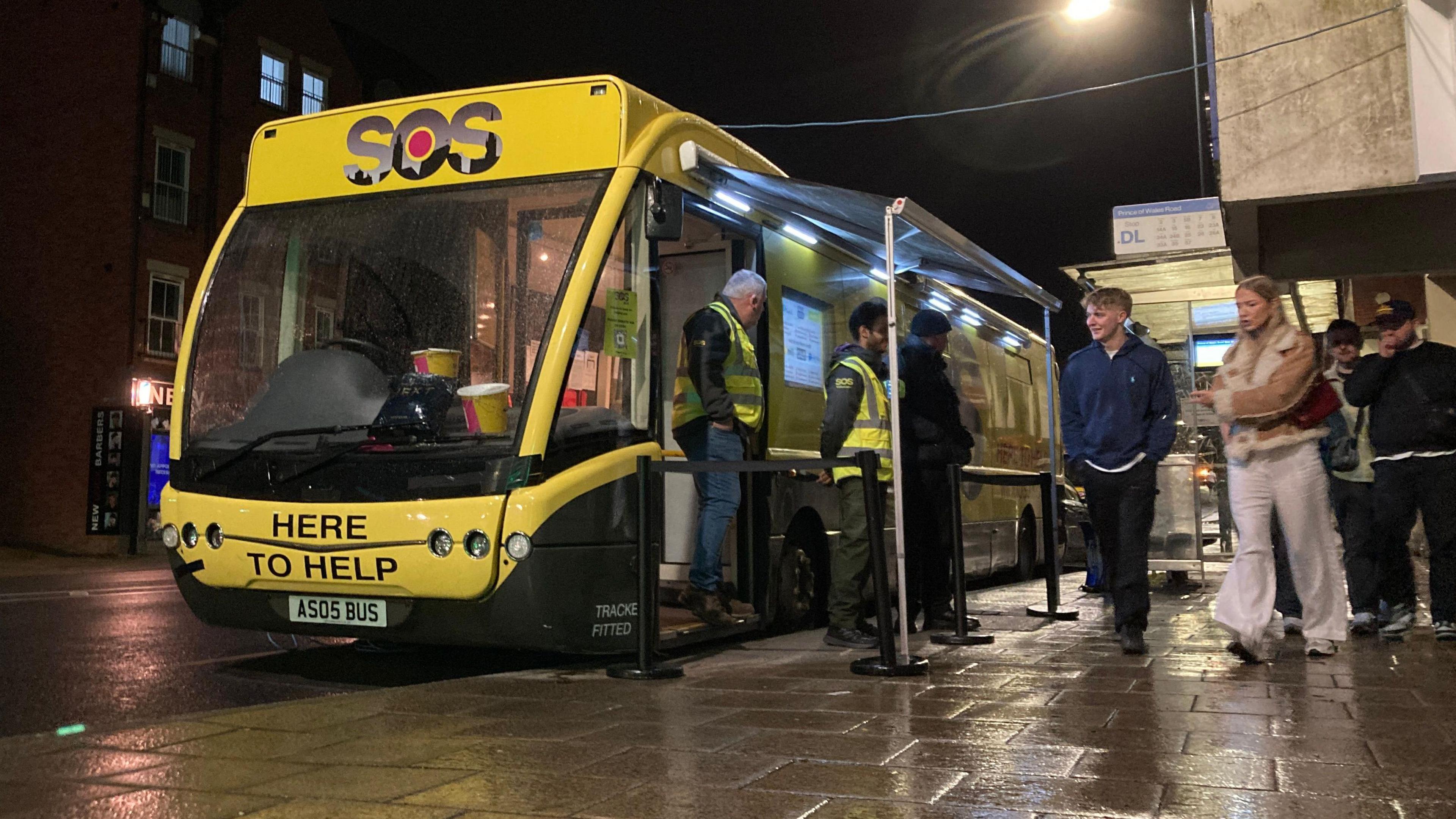 The SOS Bus parked on Prince of Wales Road in Norwich