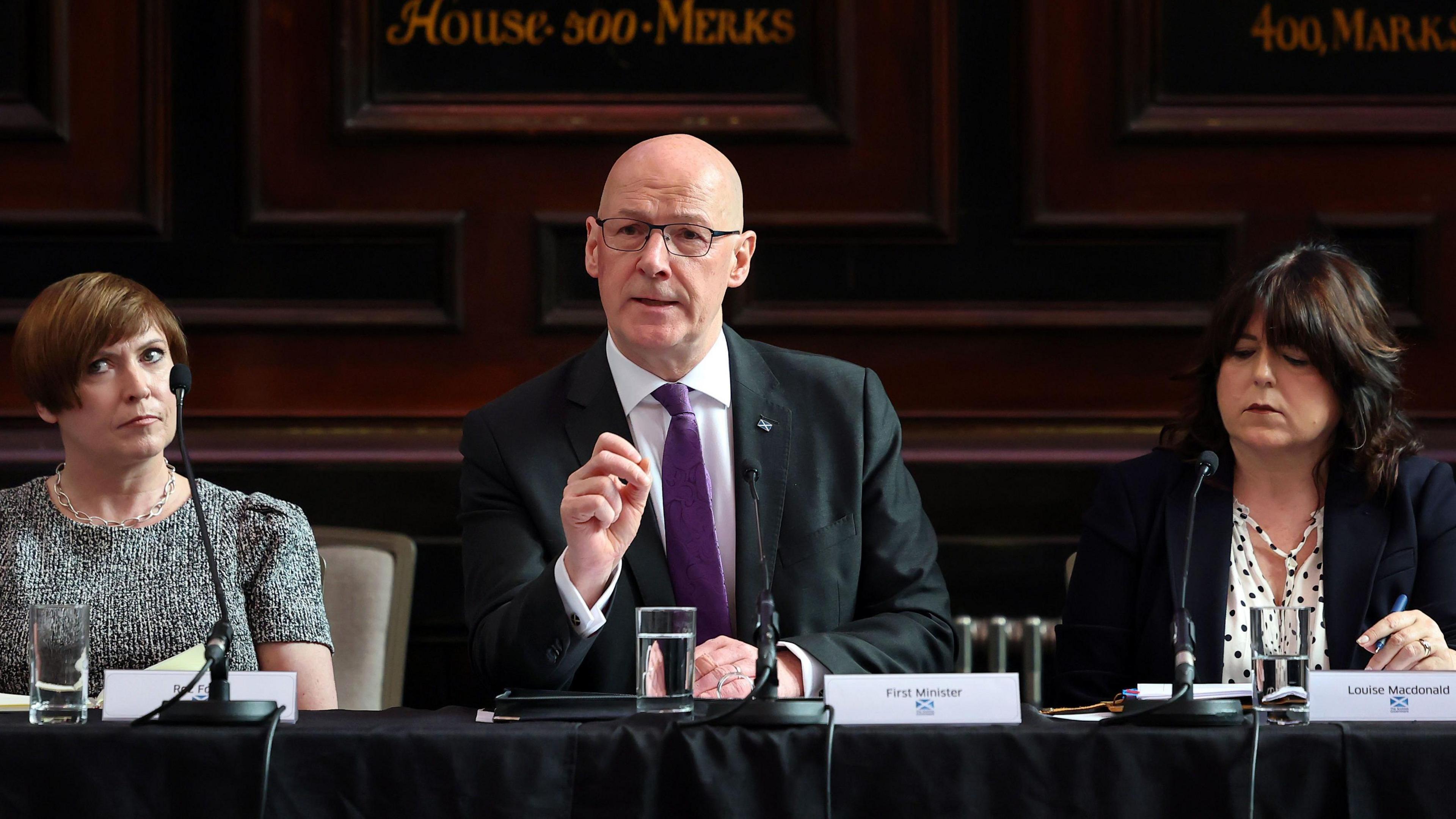 John Swinney at an "anti-far-right" summit in Glasgow last month.